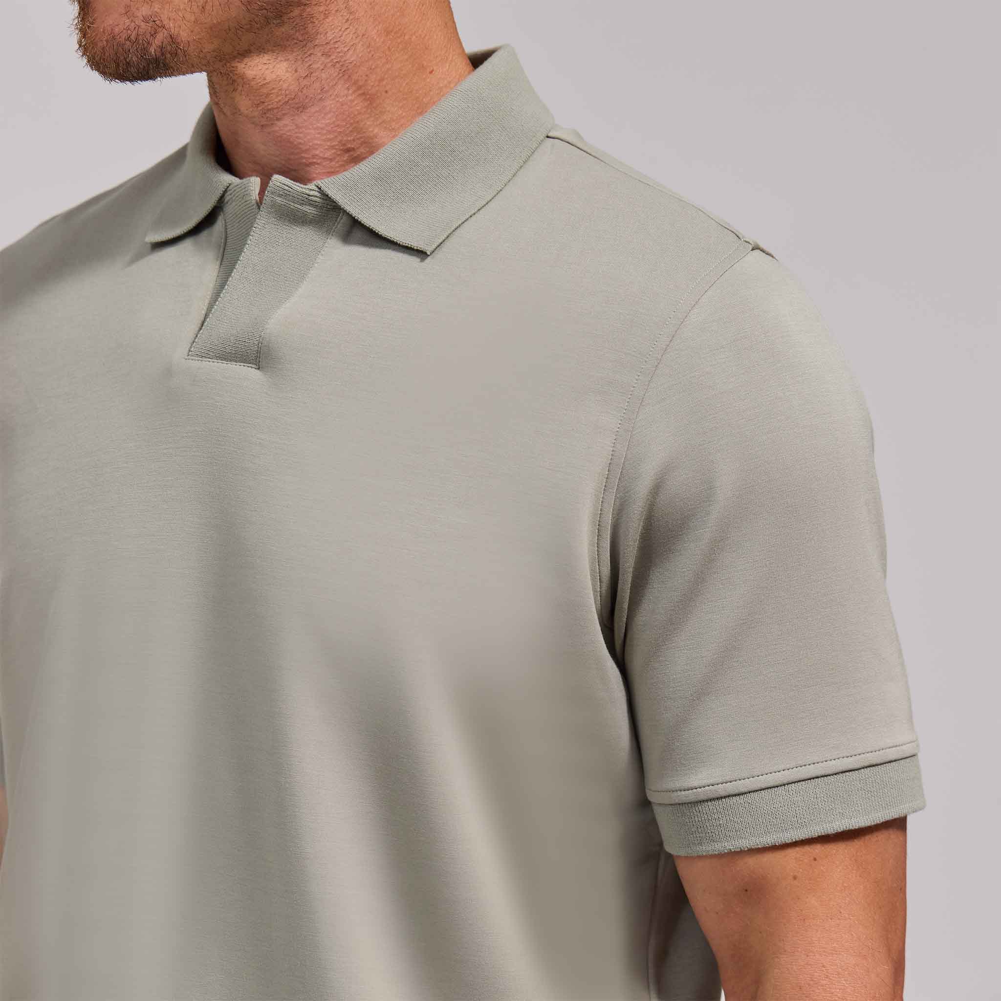 The Yates - Sand Washed Double Knit SS Polo - Olivine