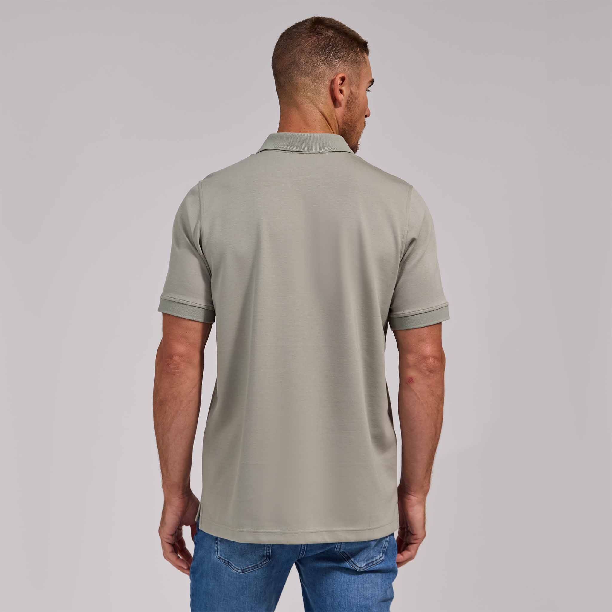The Yates - Sand Washed Double Knit SS Polo - Olivine