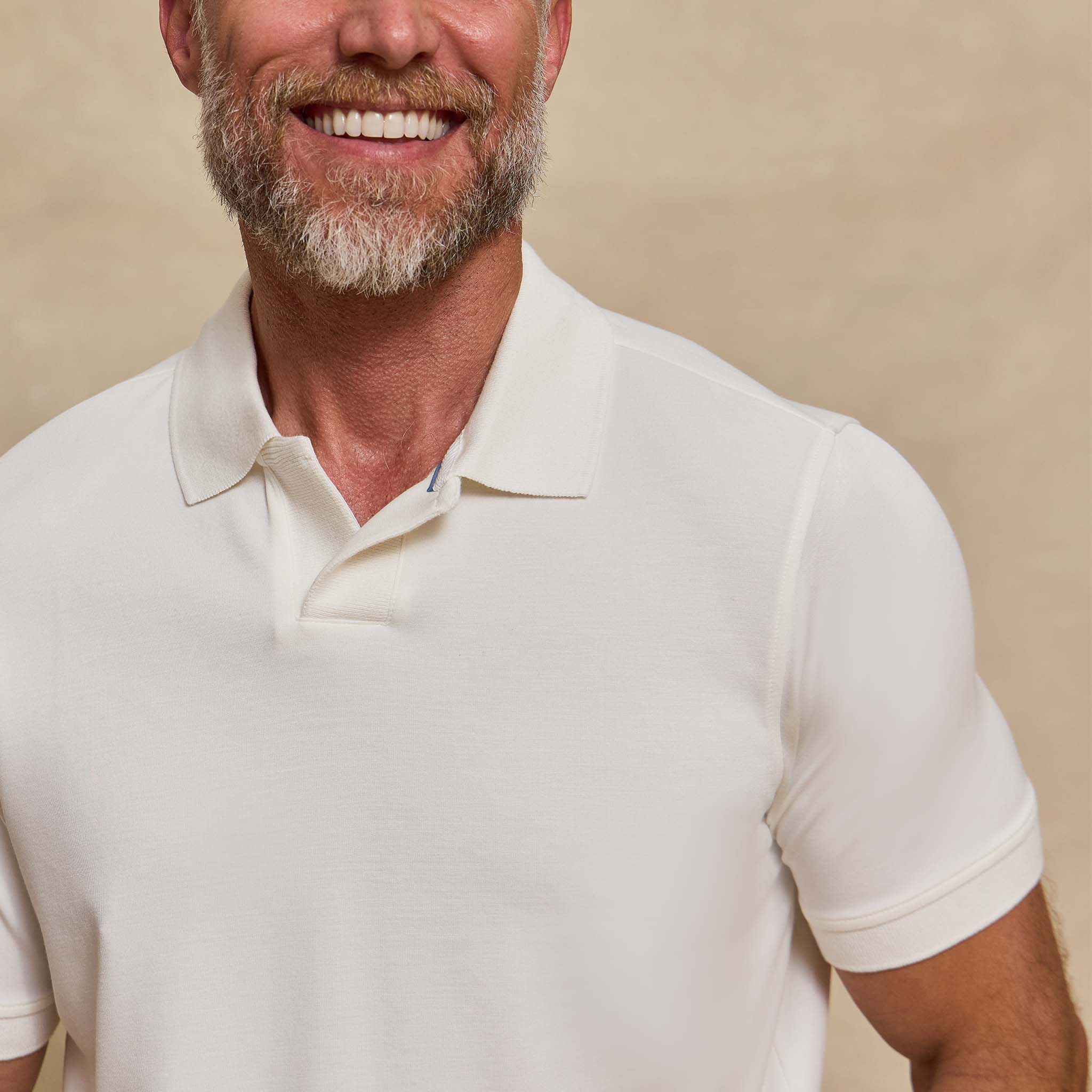 The Yates - Sand Washed Double Knit SS Polo - White