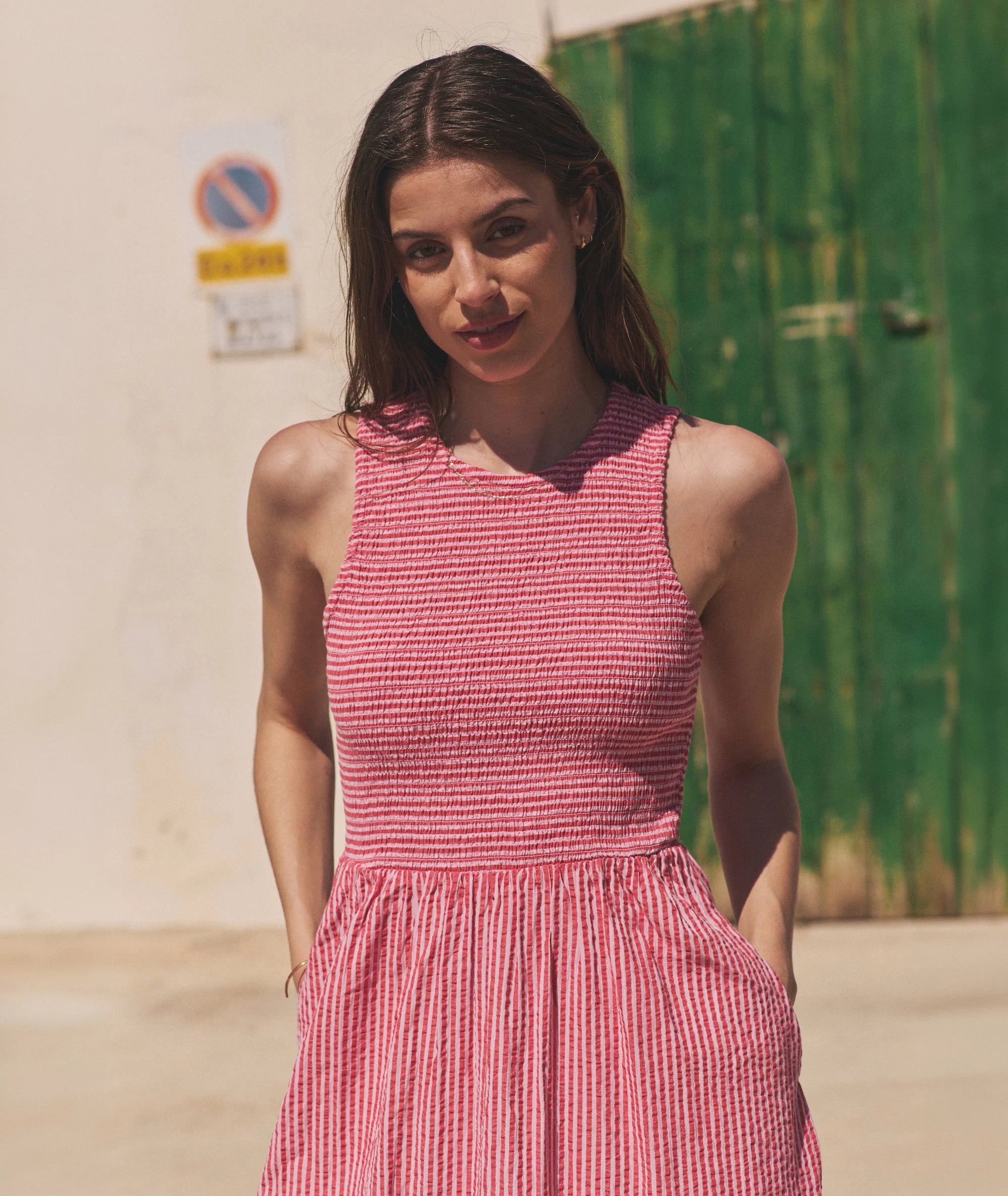 Darcy Seersucker Maxi Dress - Pink Stripe