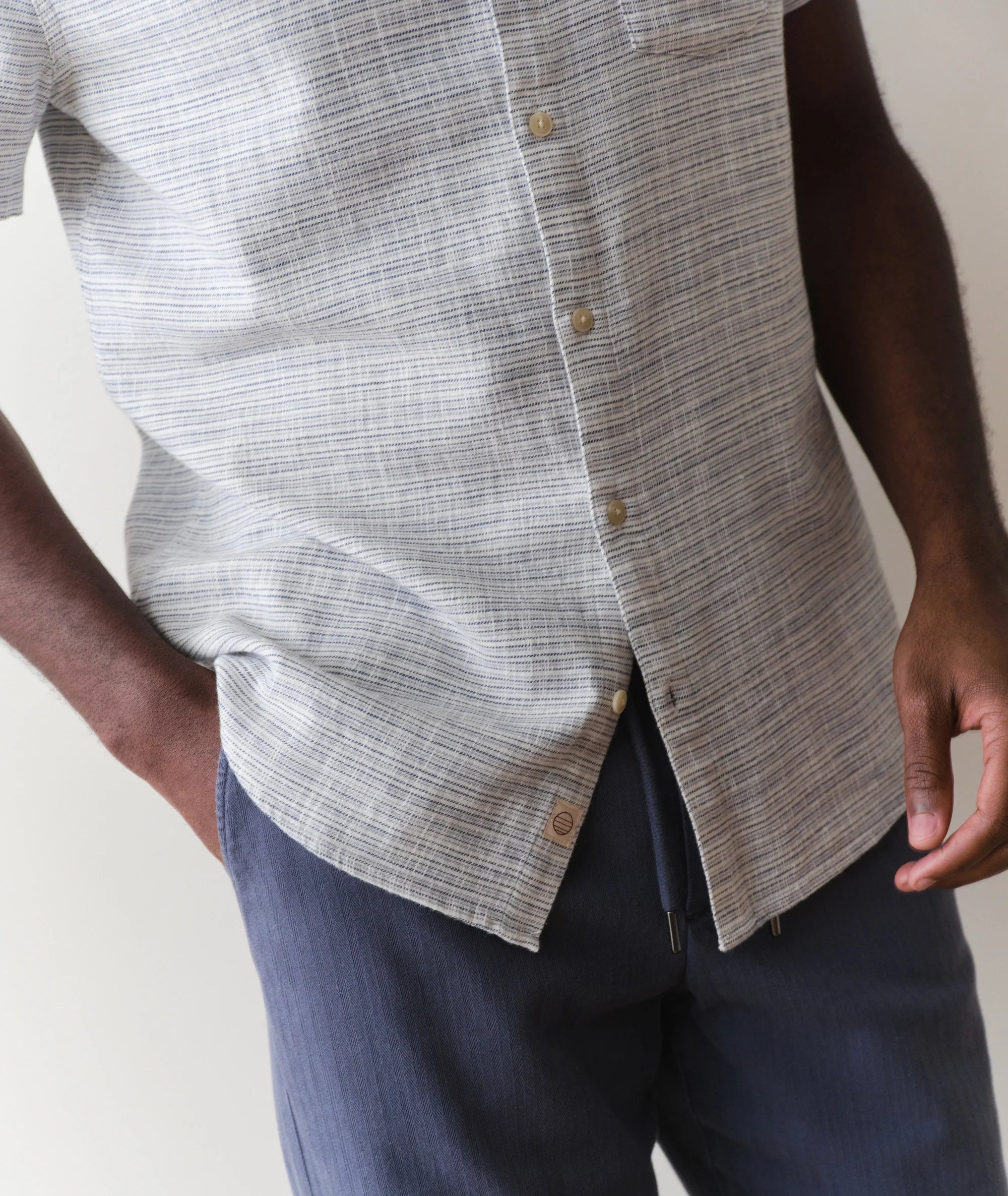 Classic Stretch Selvage Shirt - Blue Mini Stripe