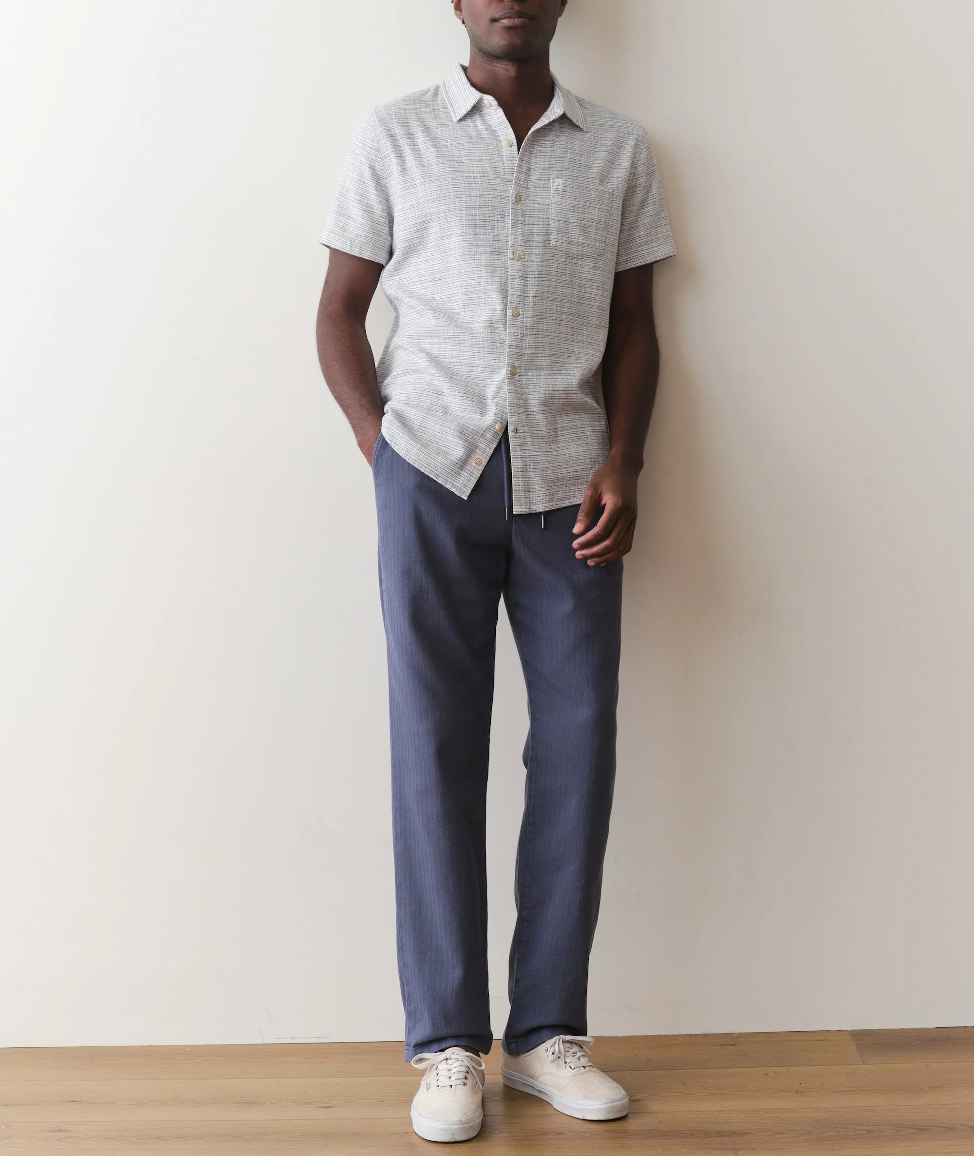 Classic Stretch Selvage Shirt - Blue Mini Stripe