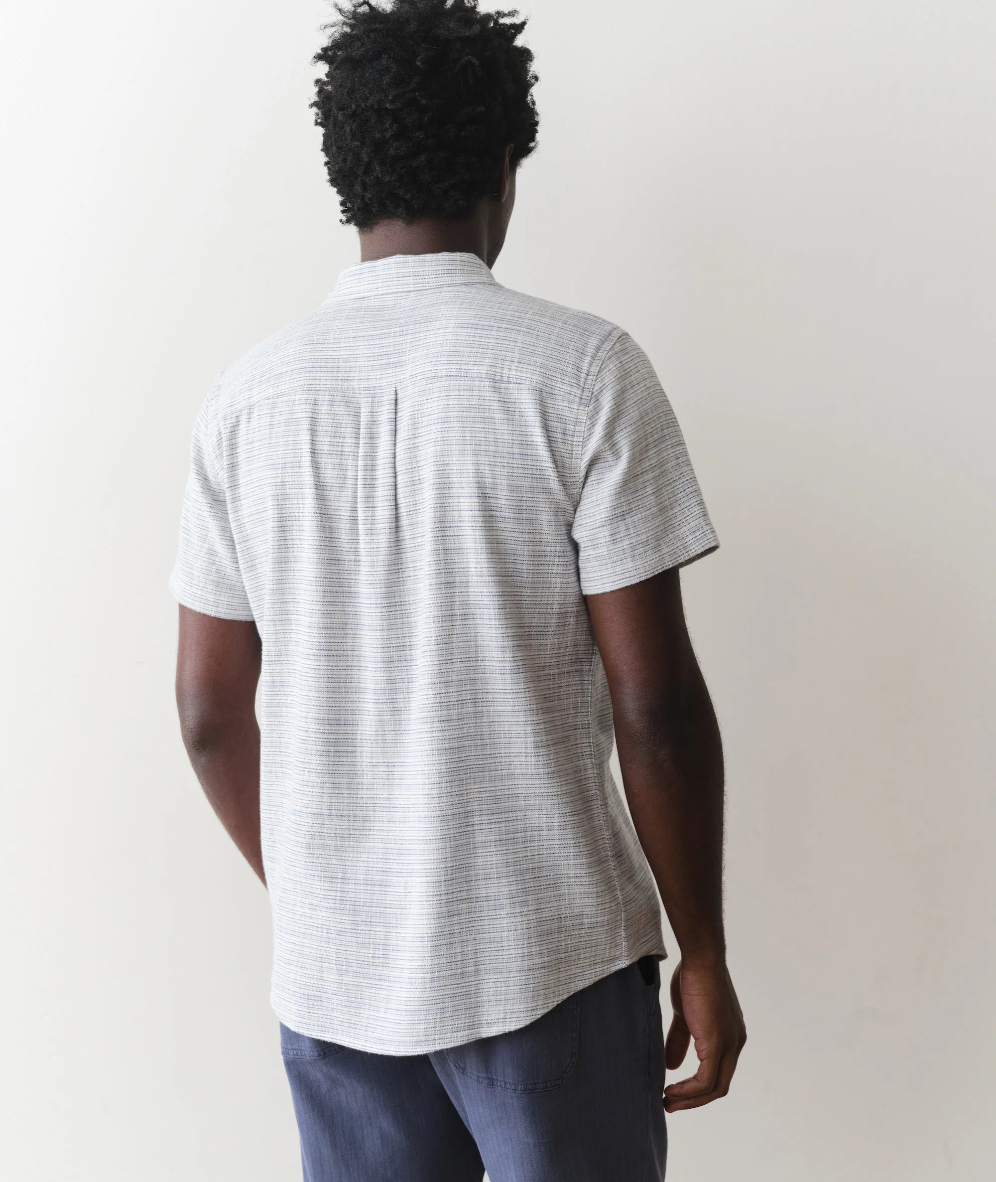 Classic Stretch Selvage Shirt - Blue Mini Stripe