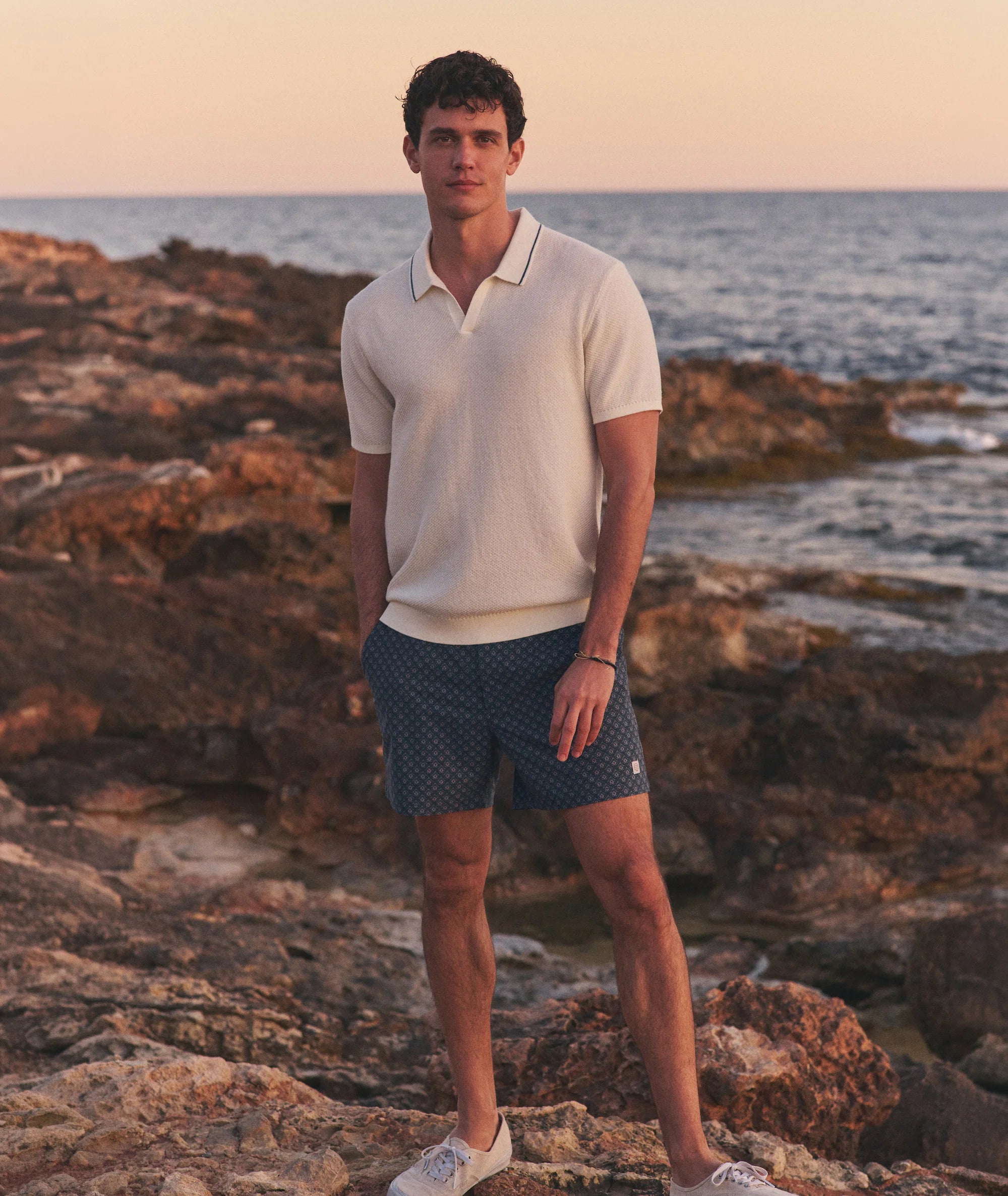 Greyson Sweater Polo - White