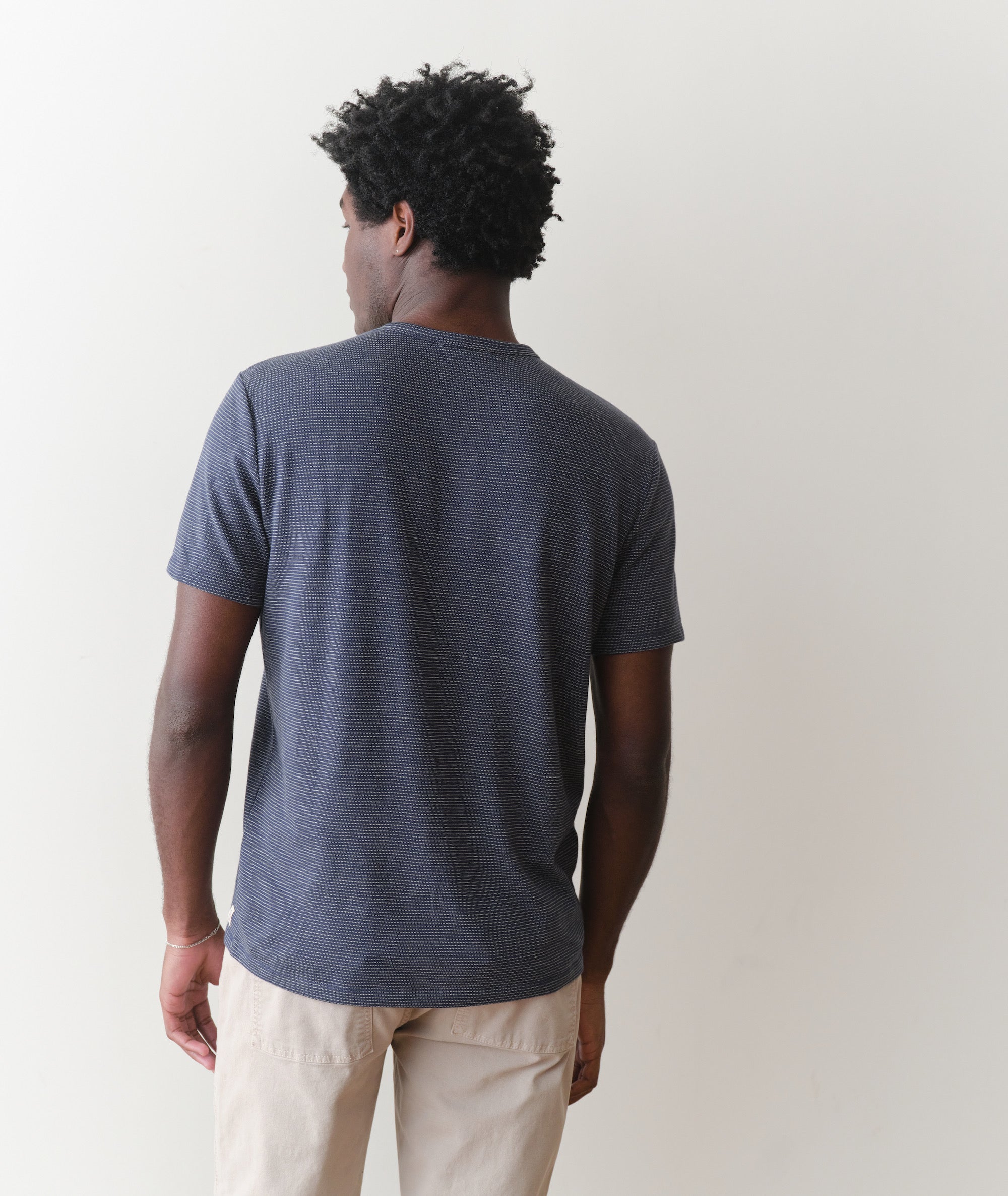 Signature Jacquard Crew Tee - Navy/Lime