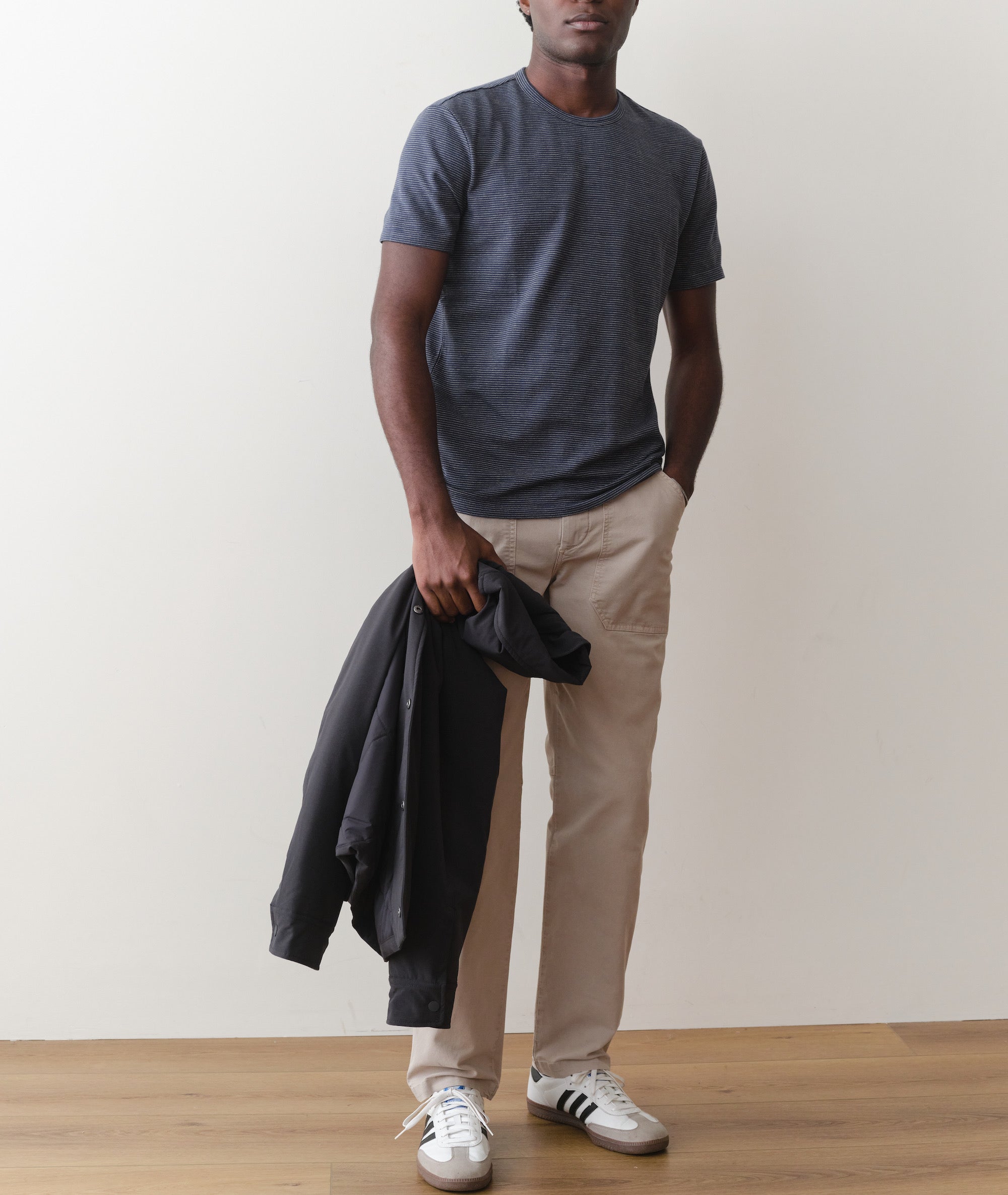Signature Jacquard Crew Tee - Navy/Lime