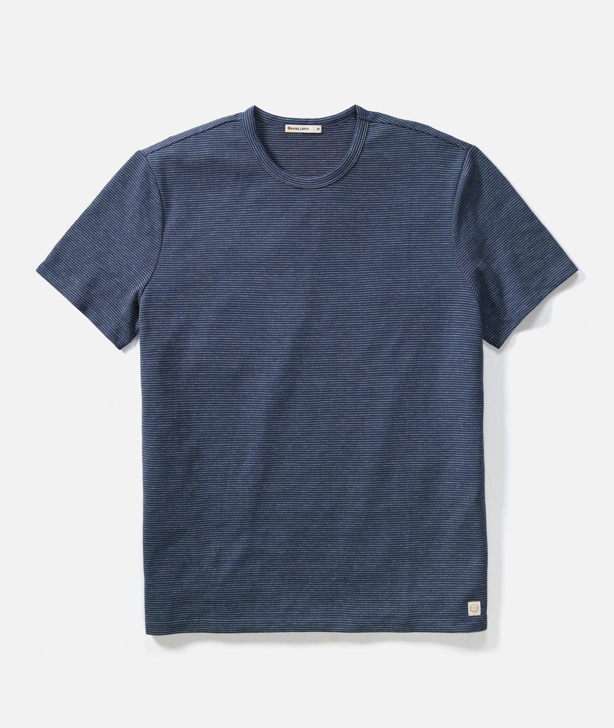 Signature Jacquard Crew Tee - Navy/Lime