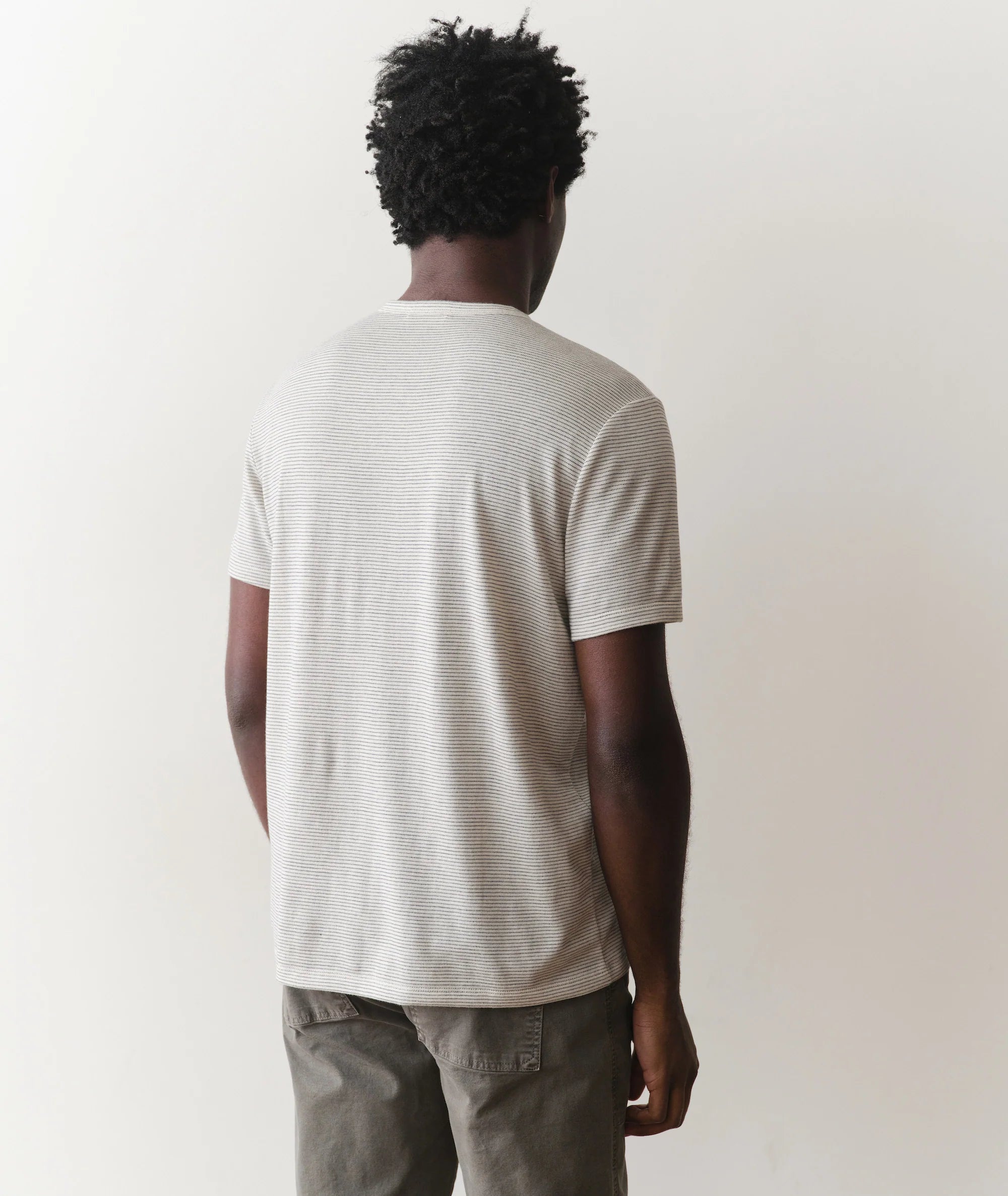 Signature Jacquard Crew Tee - Whitecap/Navy