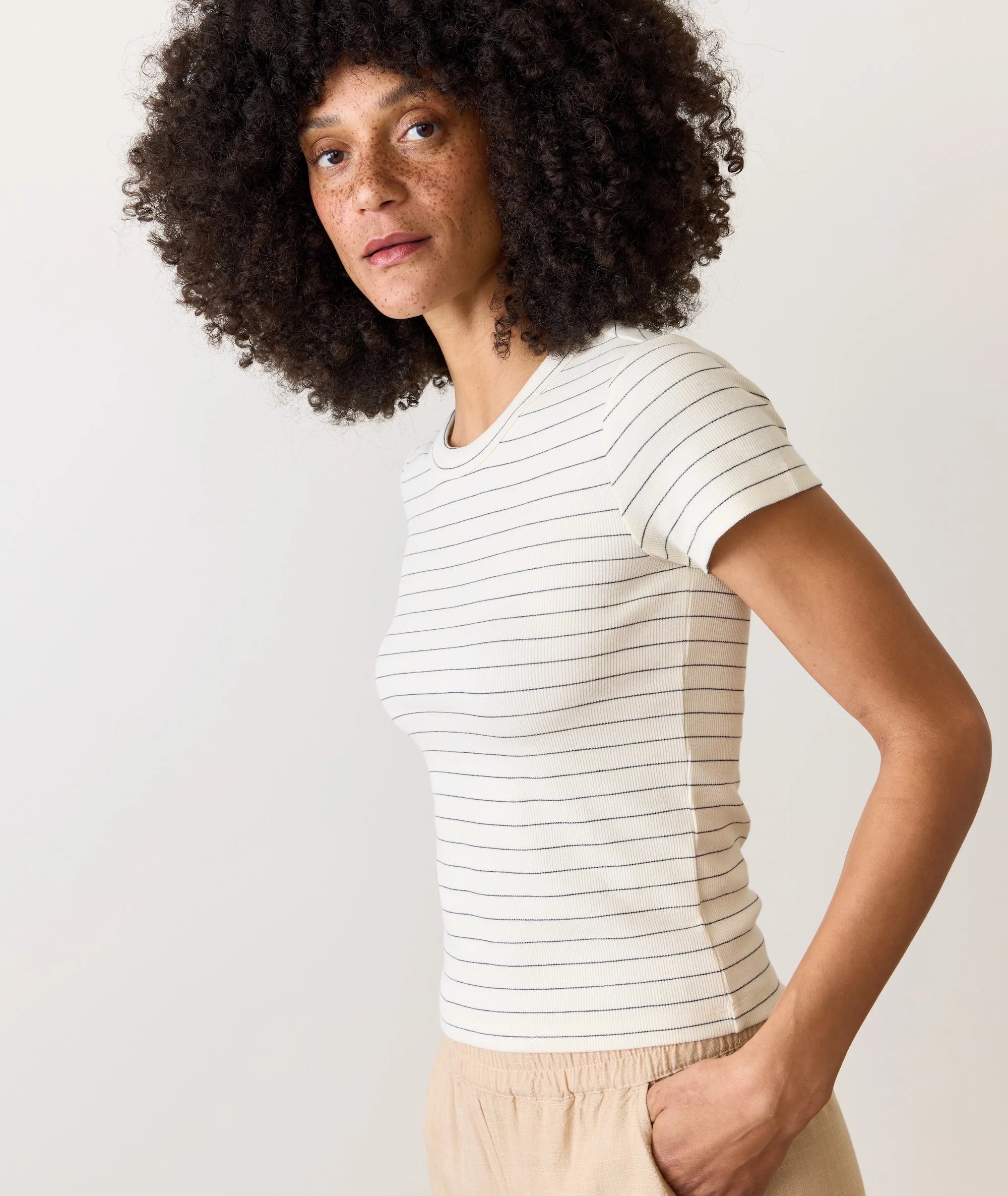 Sun-In Lexi Crew Tee - Black/White Stripe