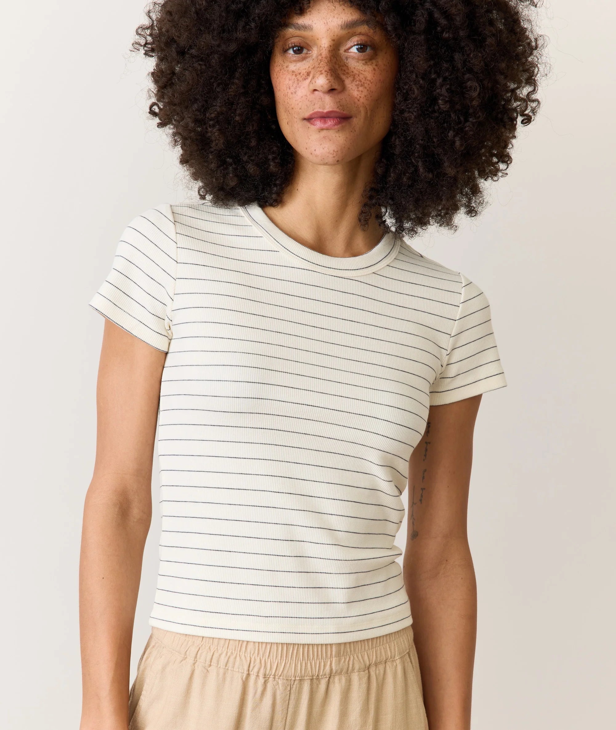 Sun-In Lexi Crew Tee - Black/White Stripe