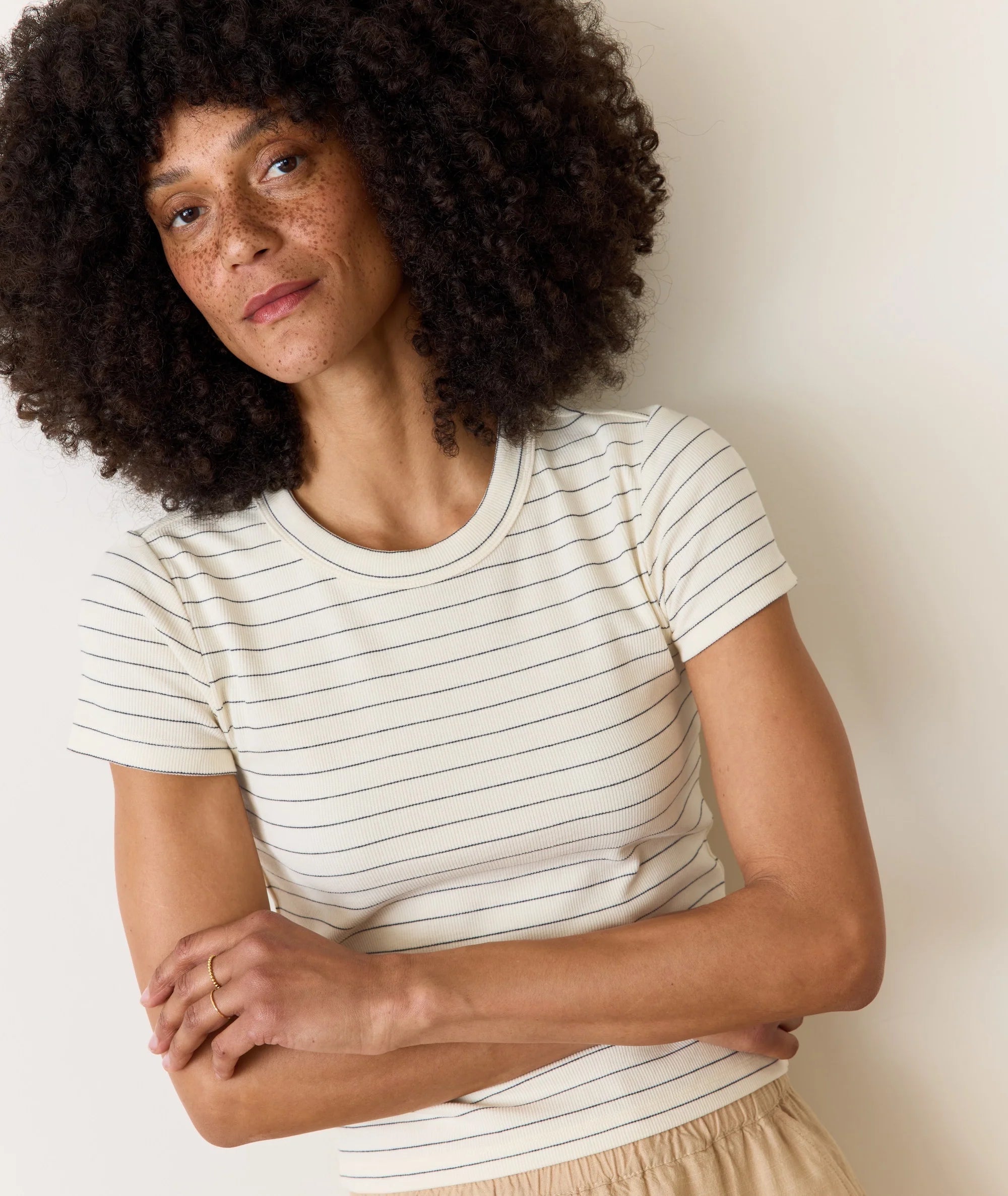 Sun-In Lexi Crew Tee - Black/White Stripe