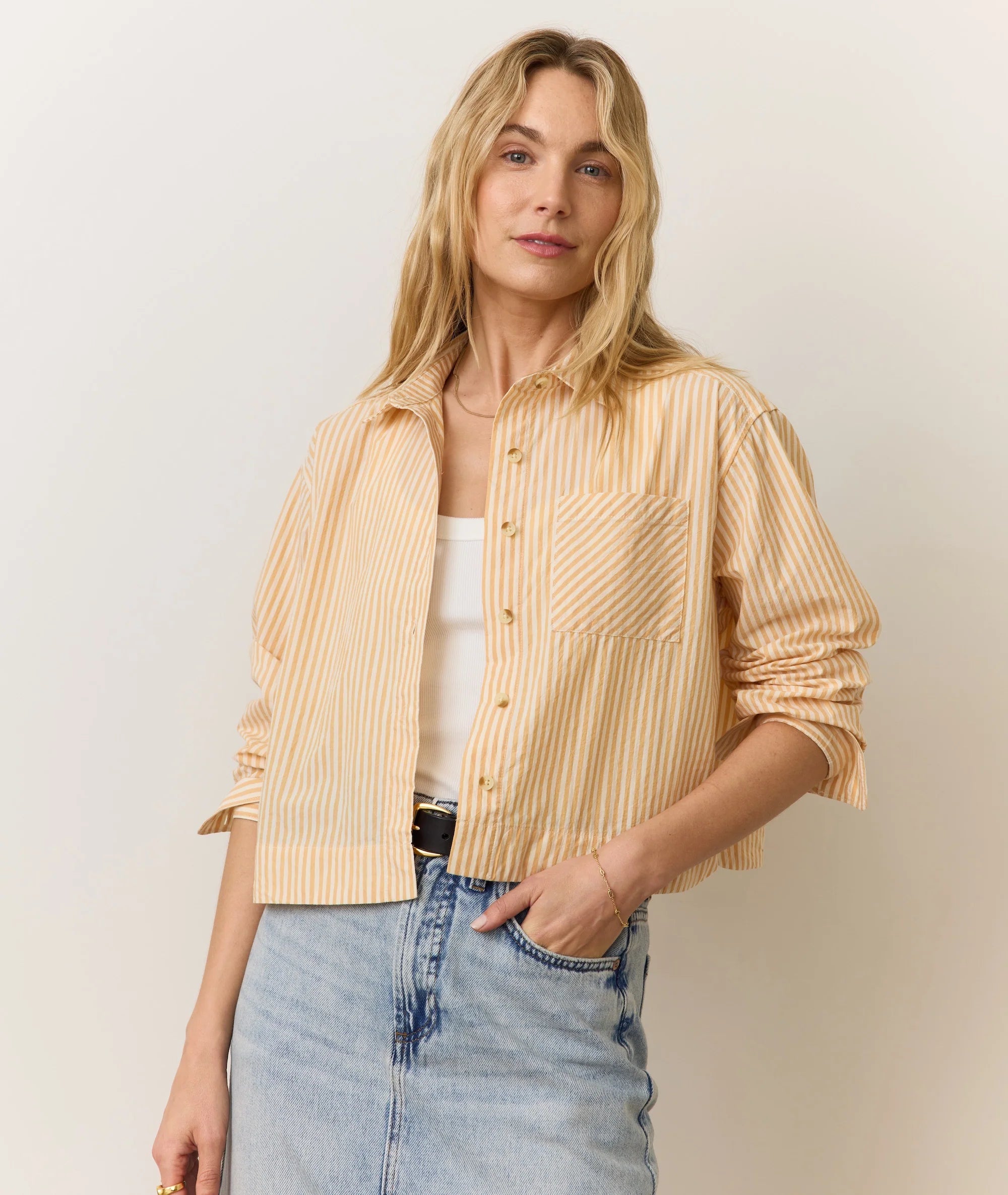 Mia Cropped Shirt in Cali Poplin