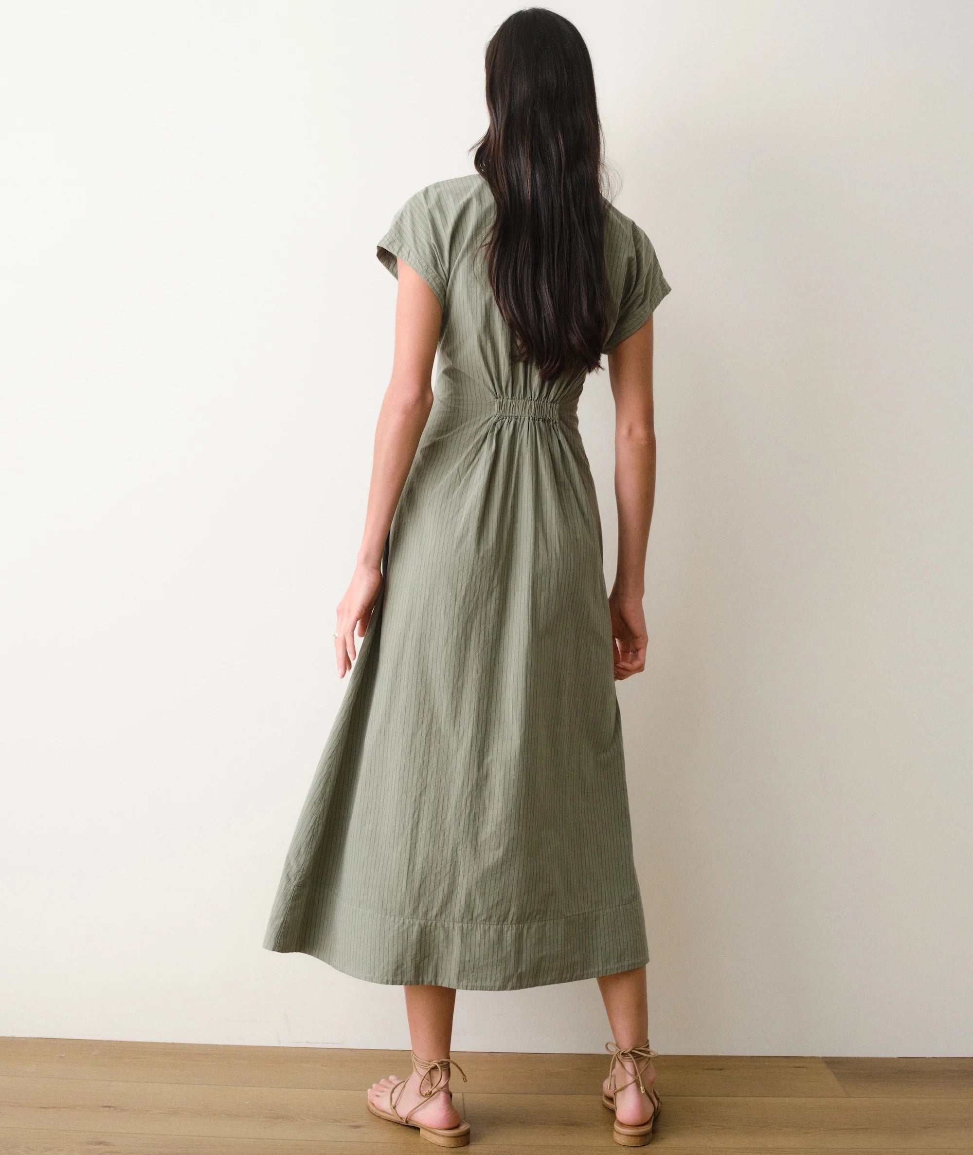Arden Midi Shirtdress - Olive/Navy Stripe