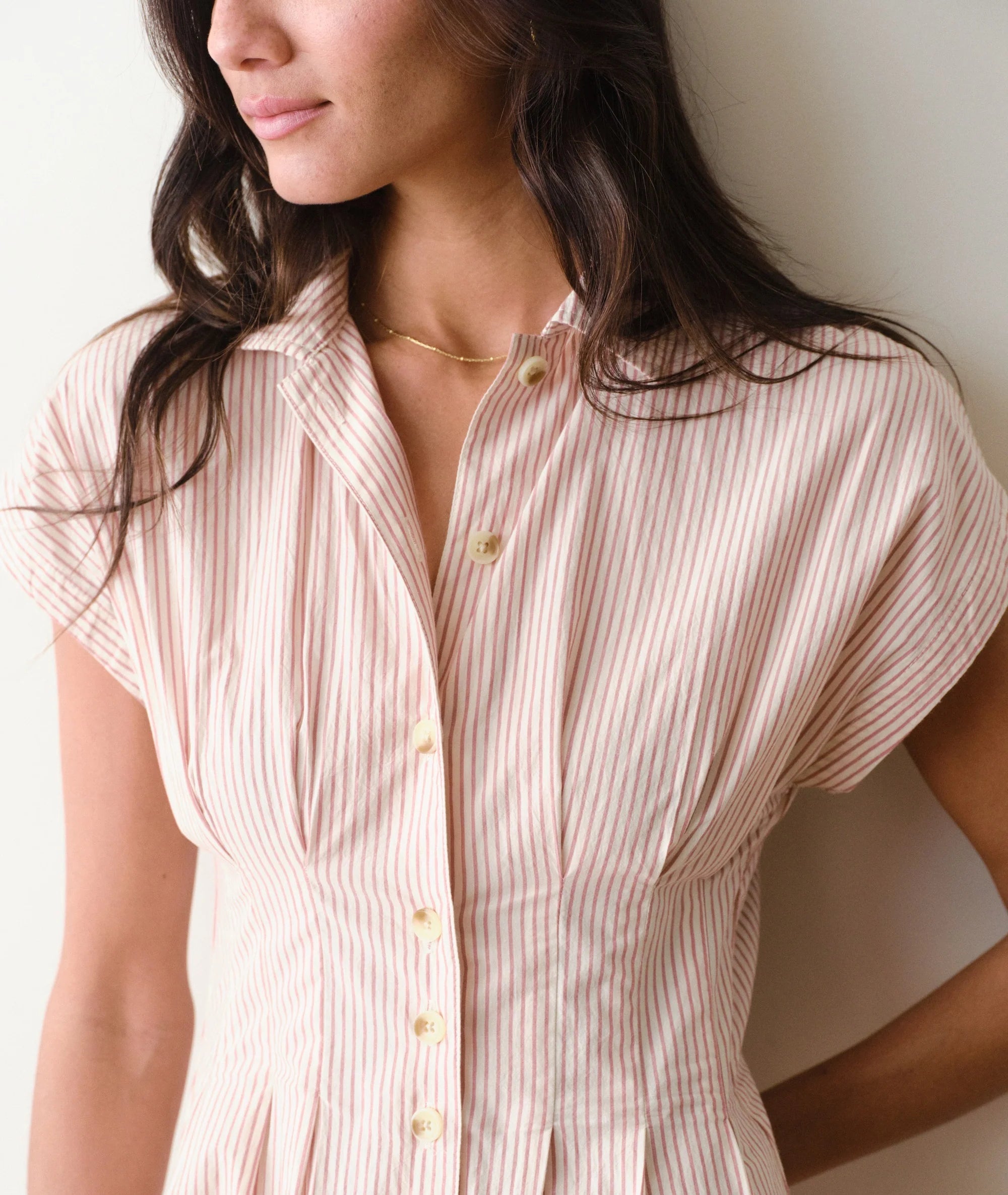 Arden Midi Shirt Dress - Rust/White Stripe
