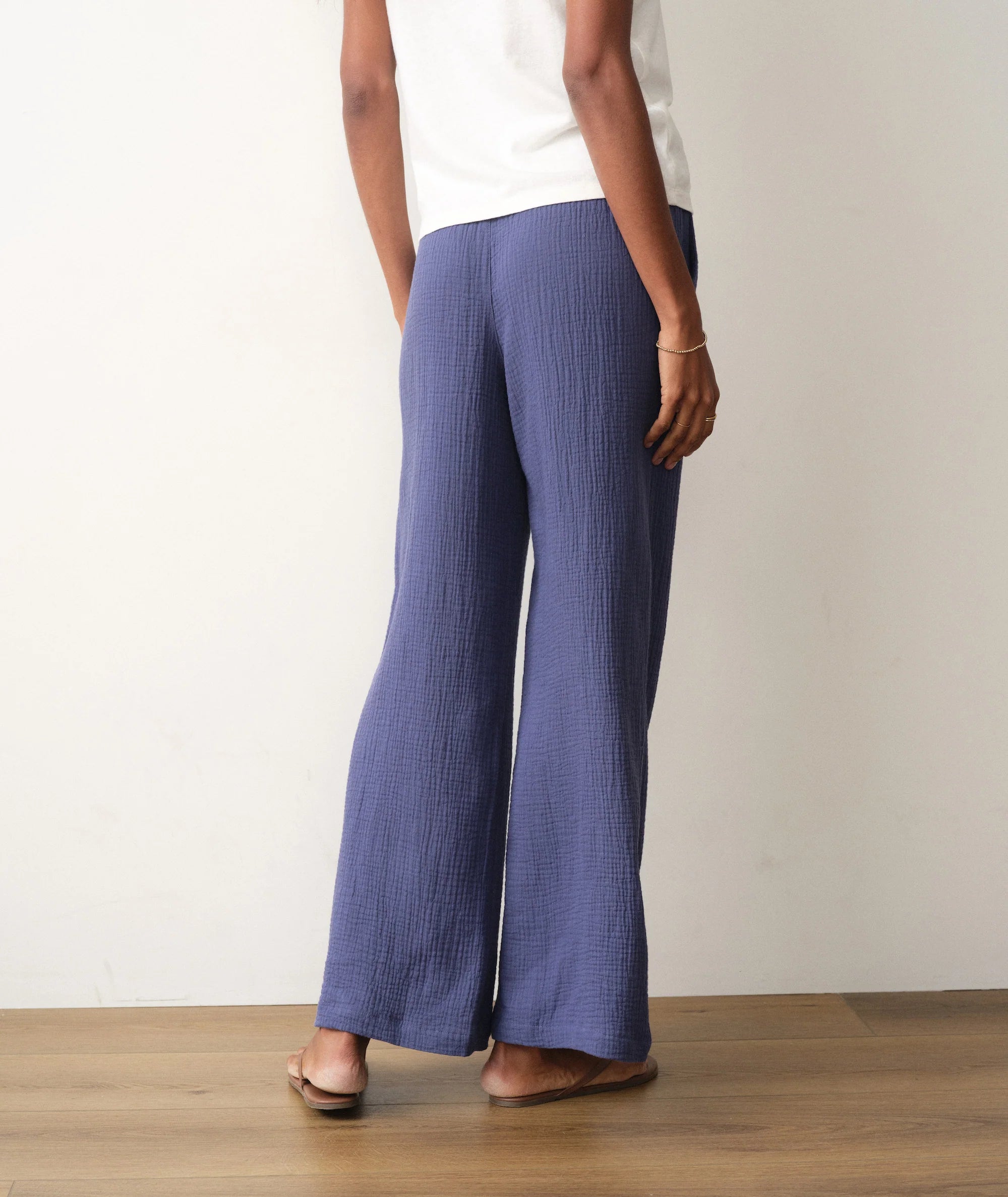 Isla Double Cloth Wide Leg Pant - Bay Blue