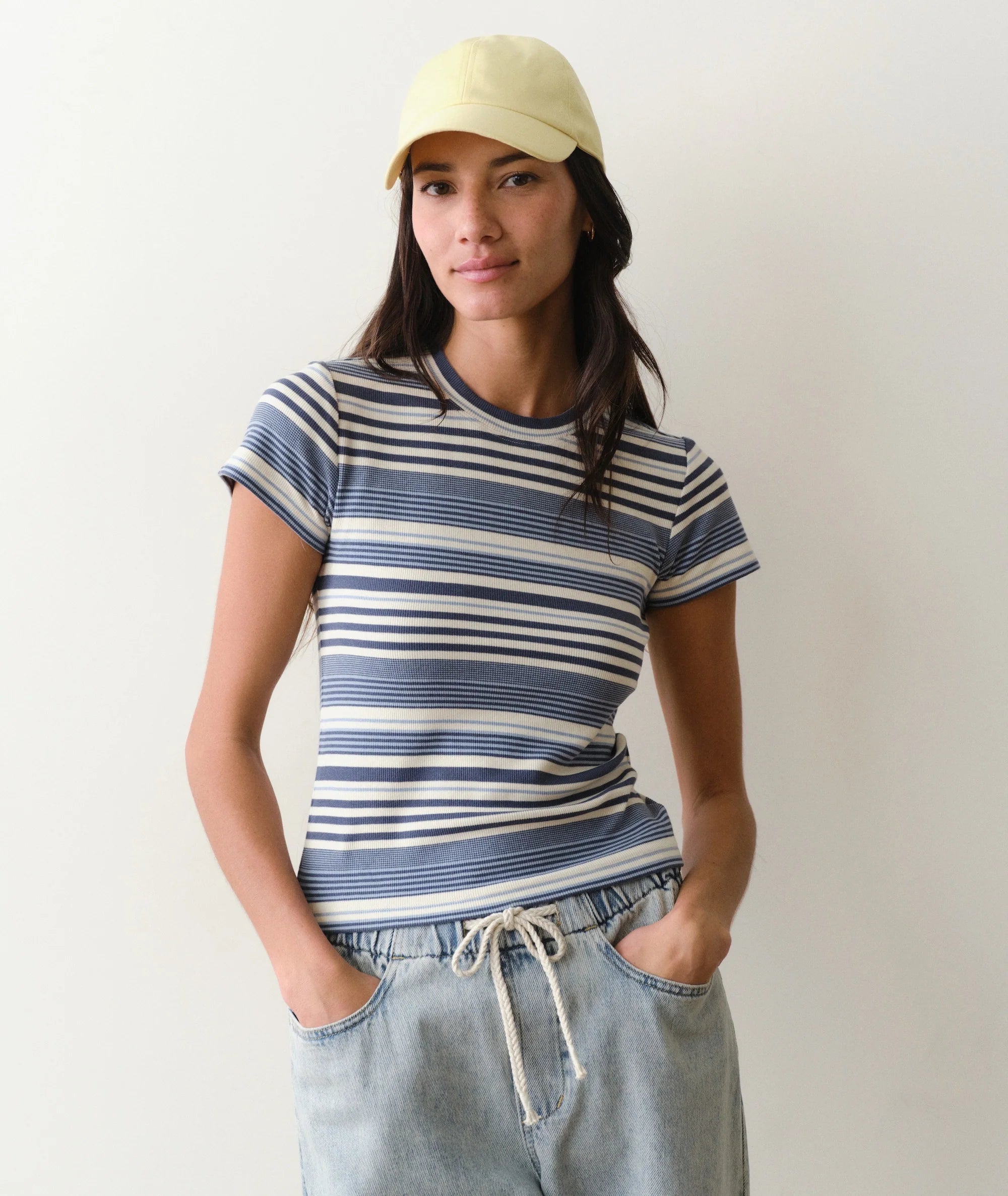 Lexi Rib Sun-In Crew Tee - Blue Stripe