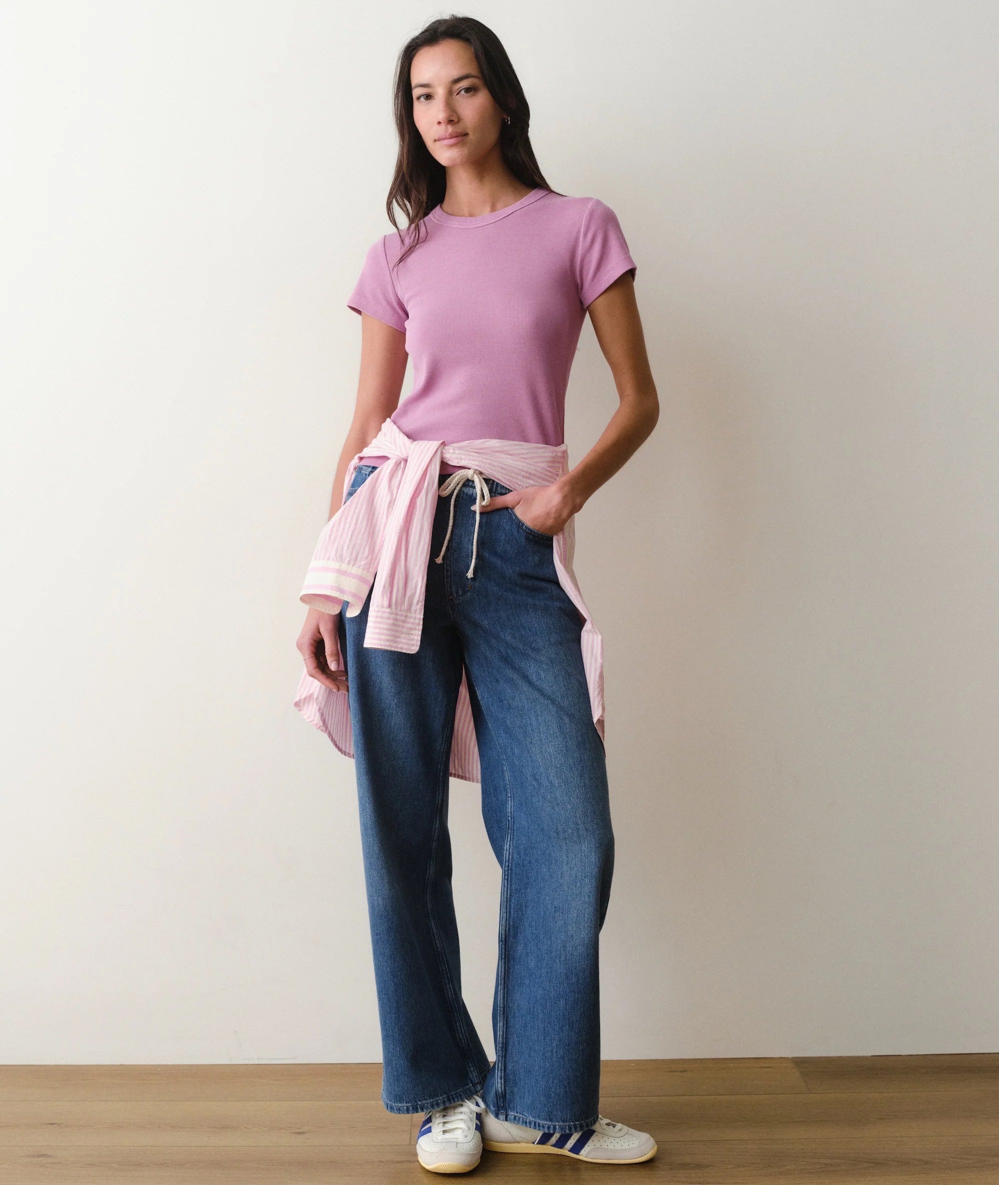 Lexi Rib Sun-In Crew Tee - Faded Mauve