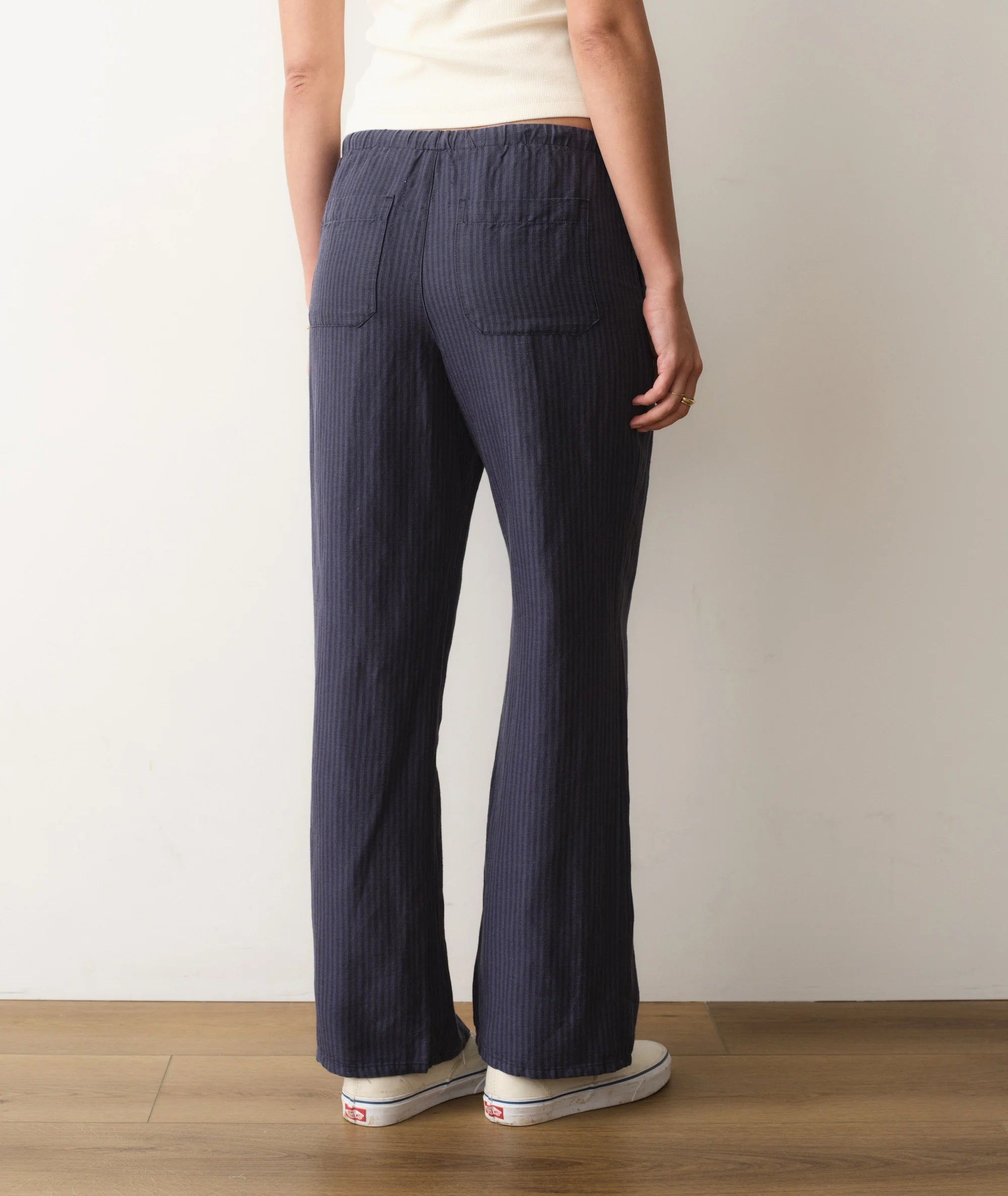 Linen Drawstring Pant - Blue Stripe