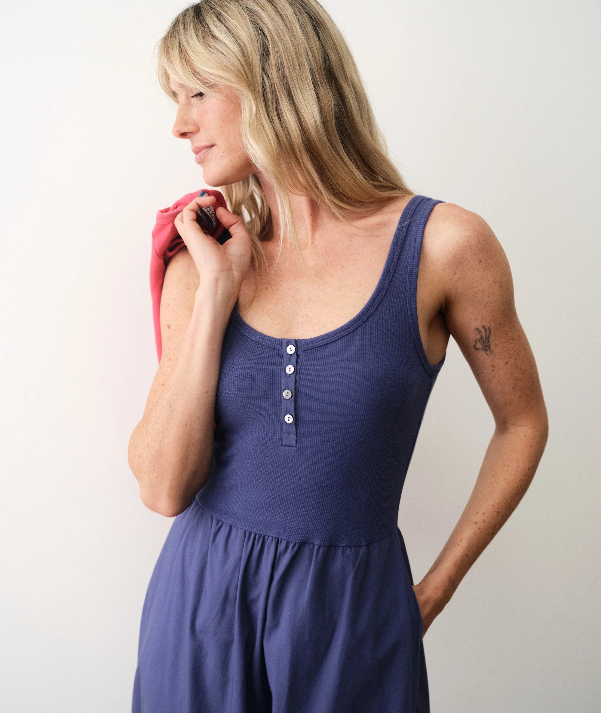 Lexi Rib Split Dress - Navy