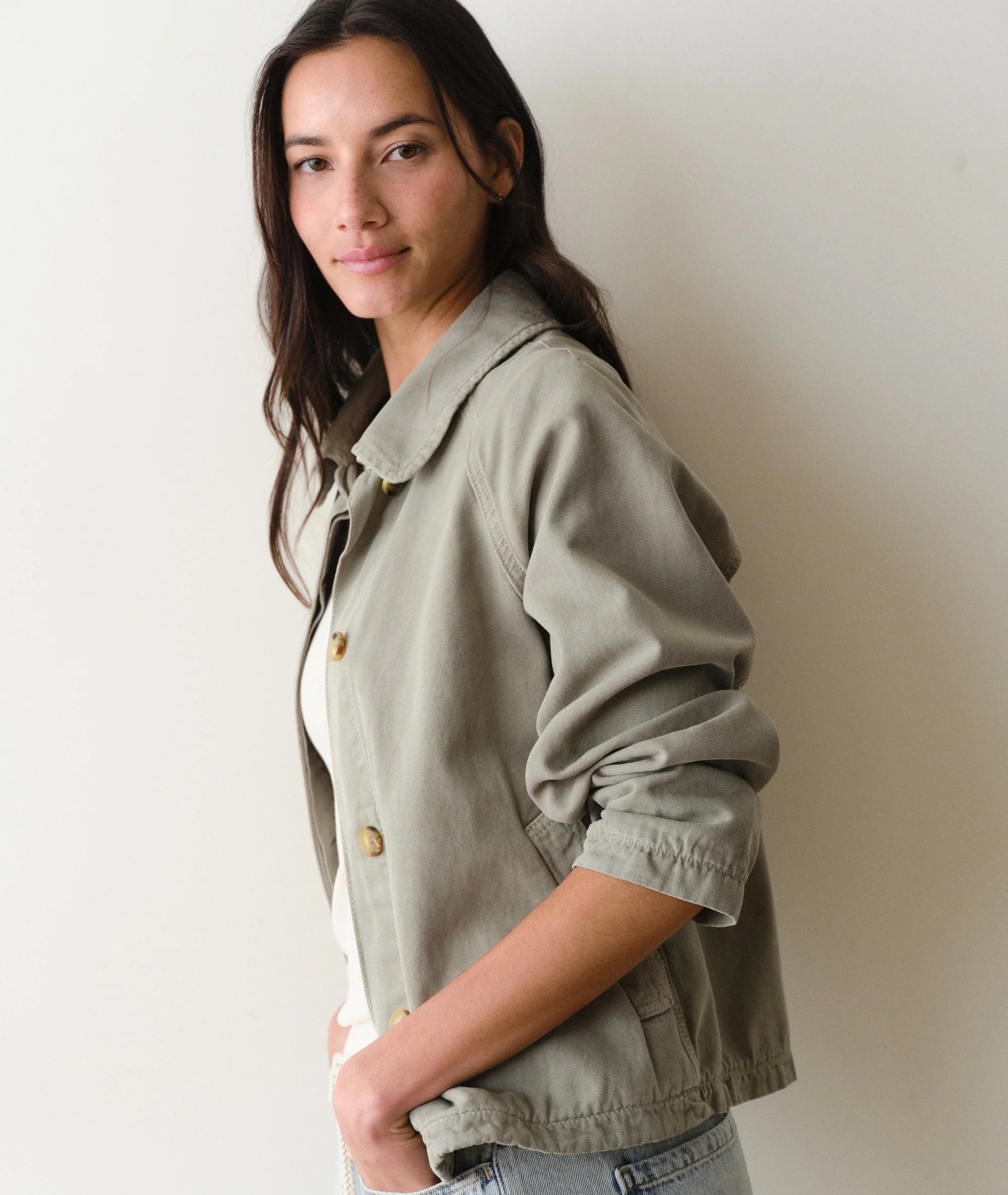 Olivia Cropped Trench - Sage