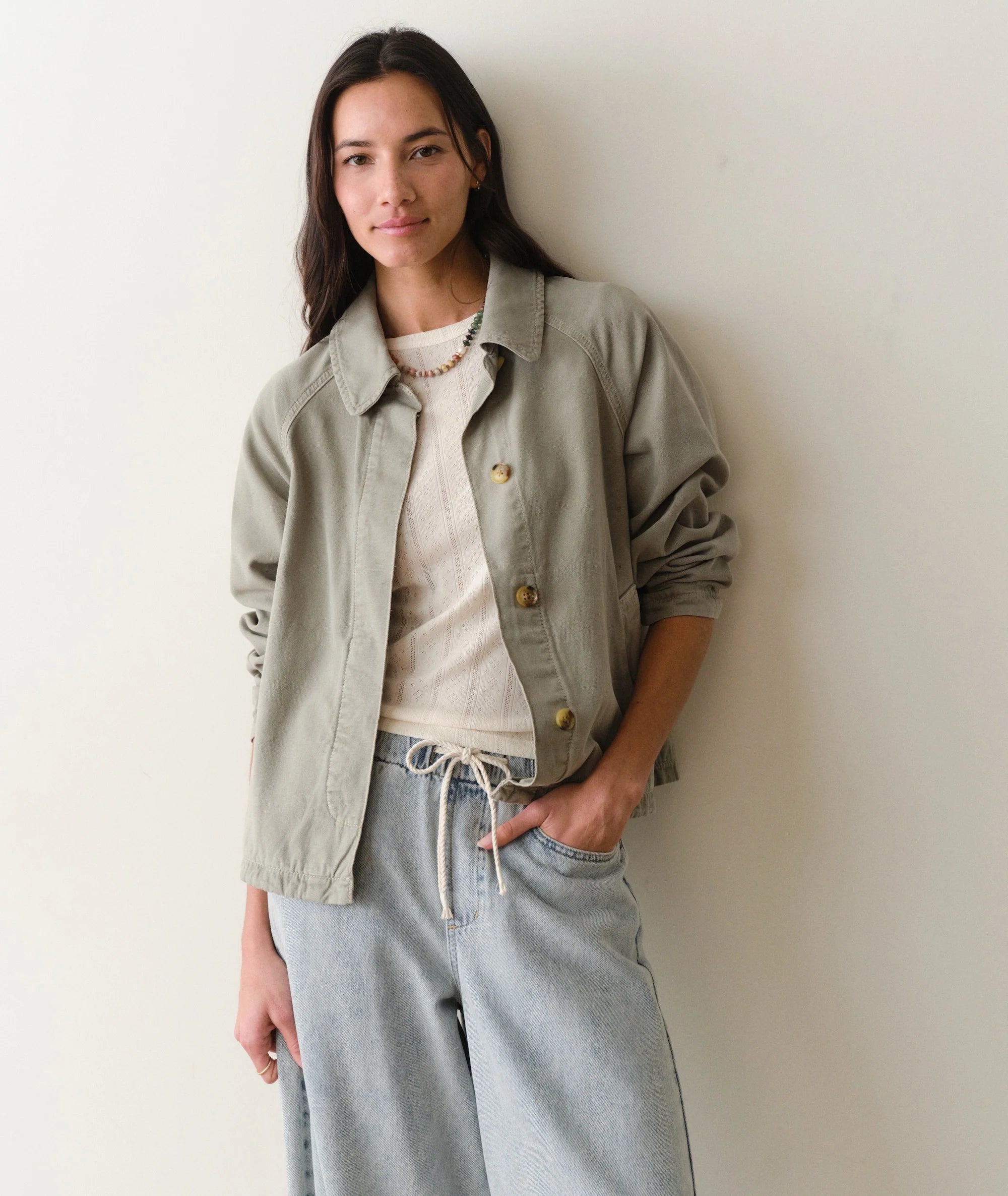 Olivia Cropped Trench - Sage
