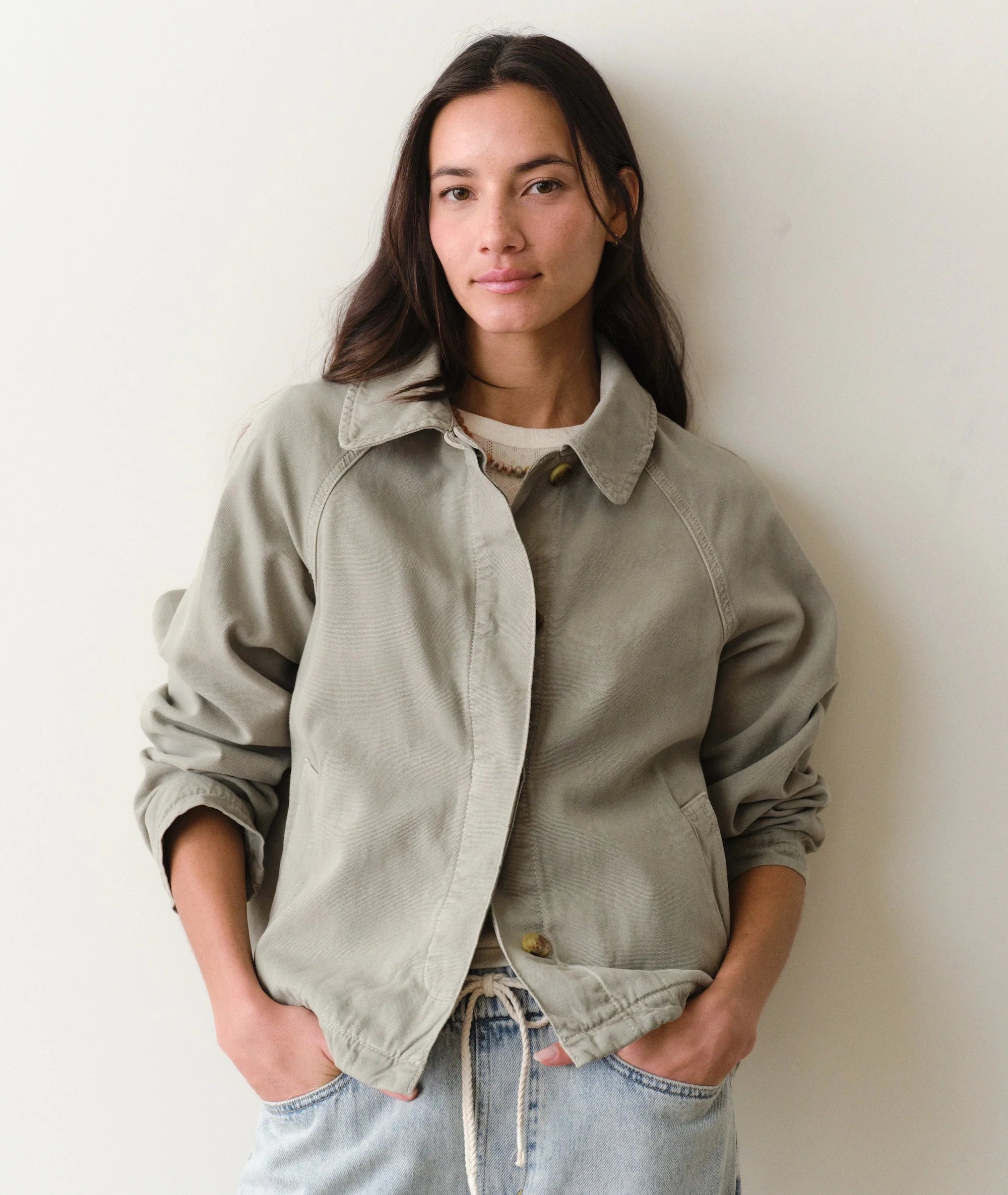 Olivia Cropped Trench - Sage