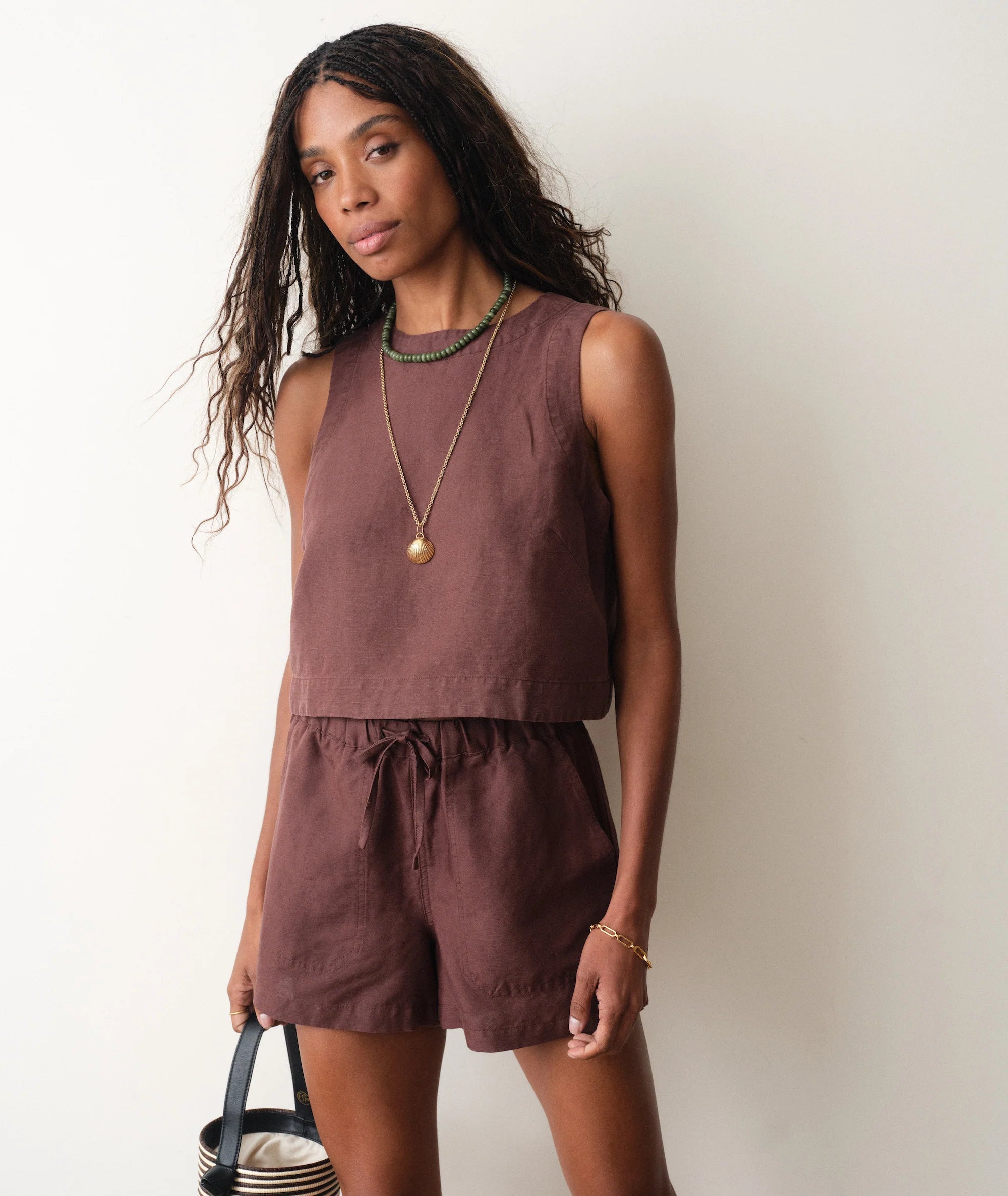 Linen Drawstring Short - Chocolate