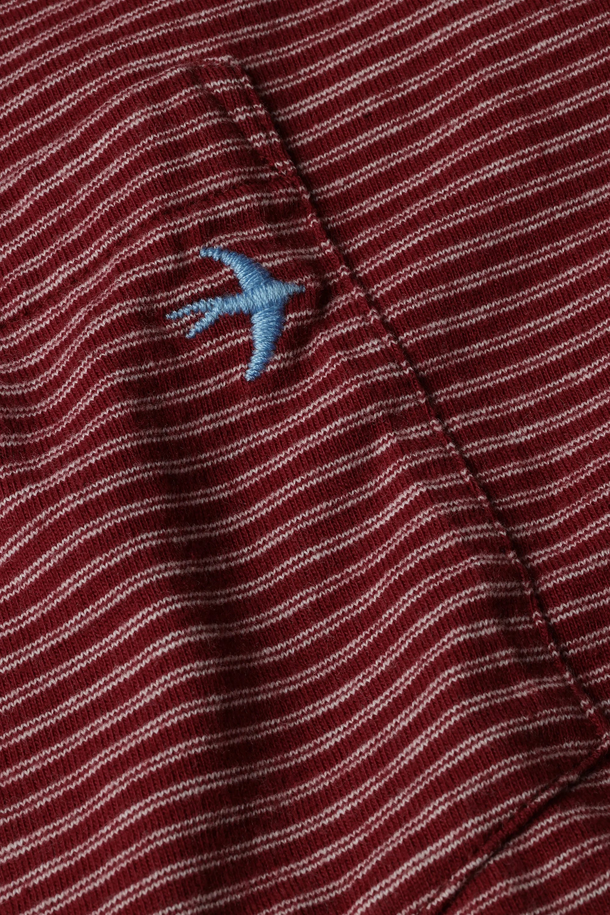 Dbl Feedstripe Tee - Burgundy/White