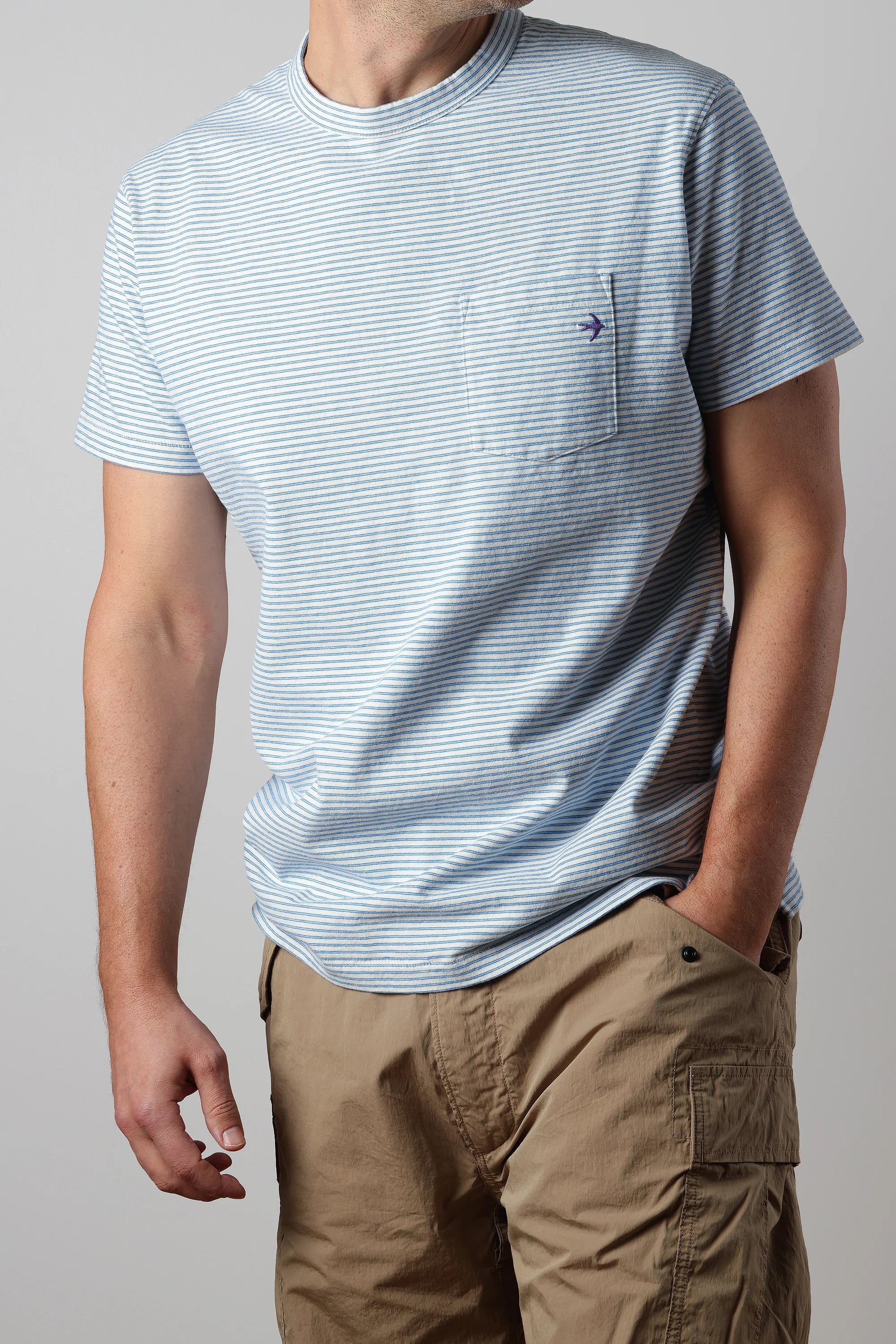 Dbl Feedstripe Tee - Burgundy/White