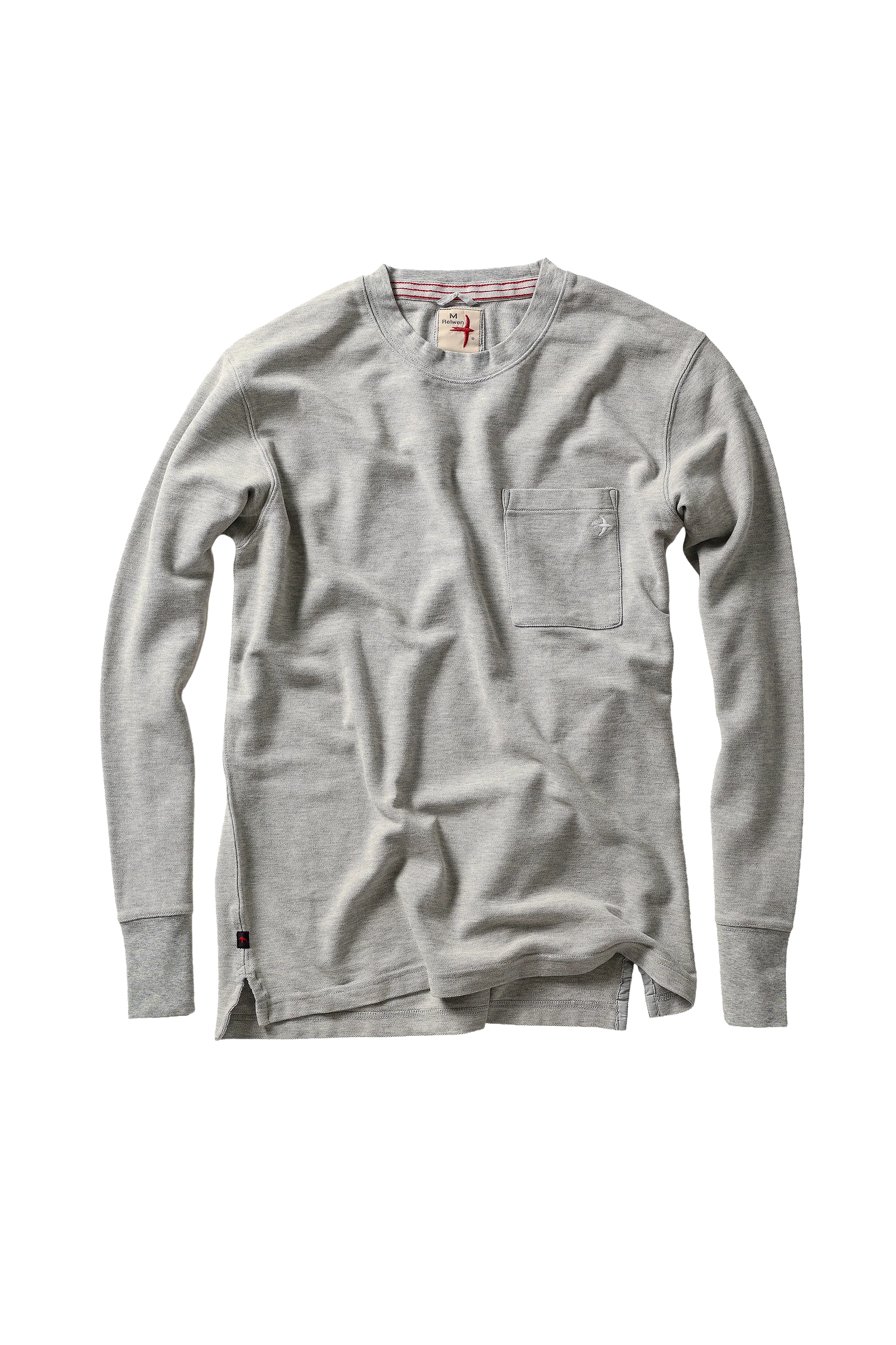 L/S Vintage Pique Crew - Light Grey Heather