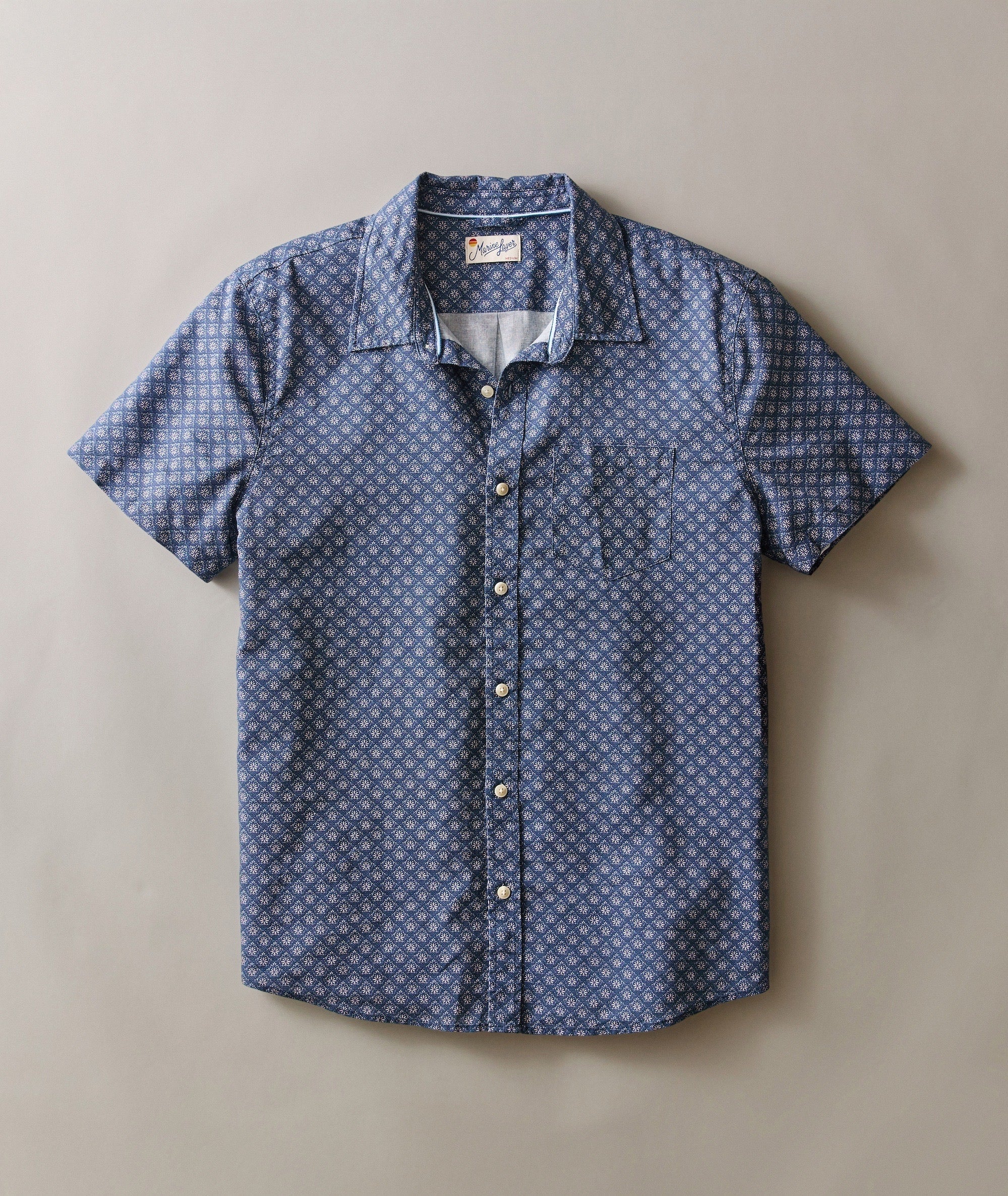 Better-Than-Linen Shirt - India Ink Diamond Print