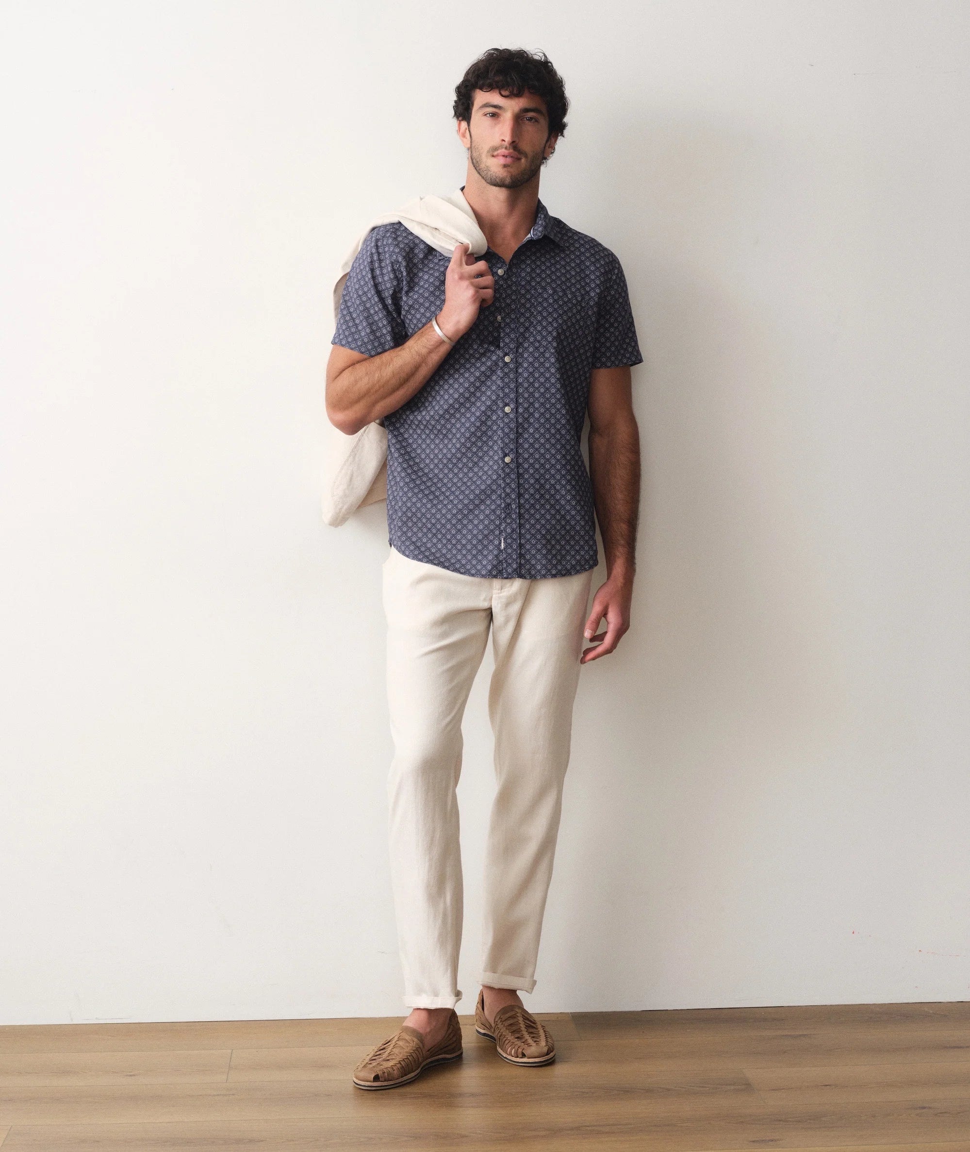 Better-Than-Linen Shirt - India Ink Diamond Print