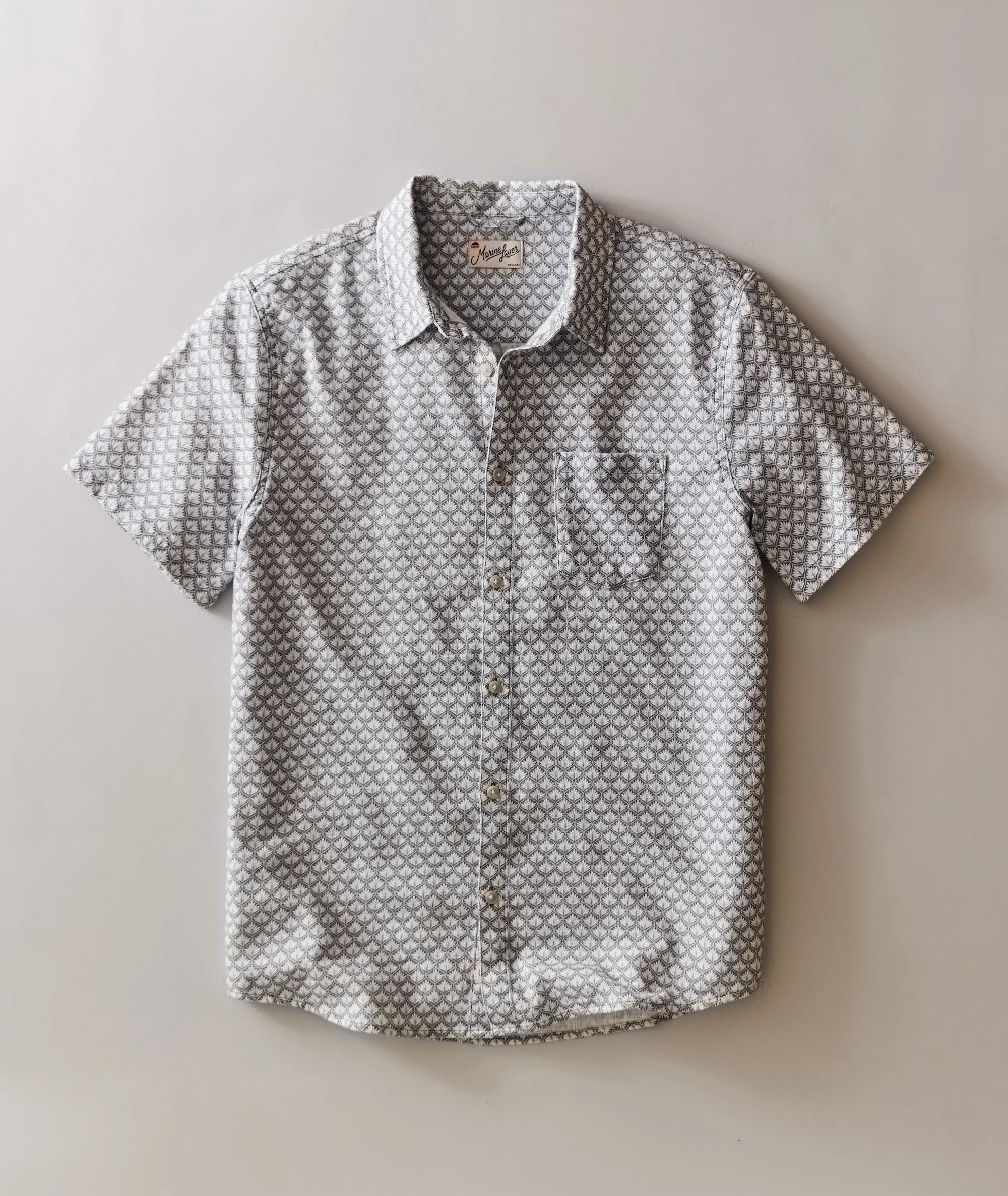 Stretch Selvage Short Sleeve Shirt - Light Blue Agave Print