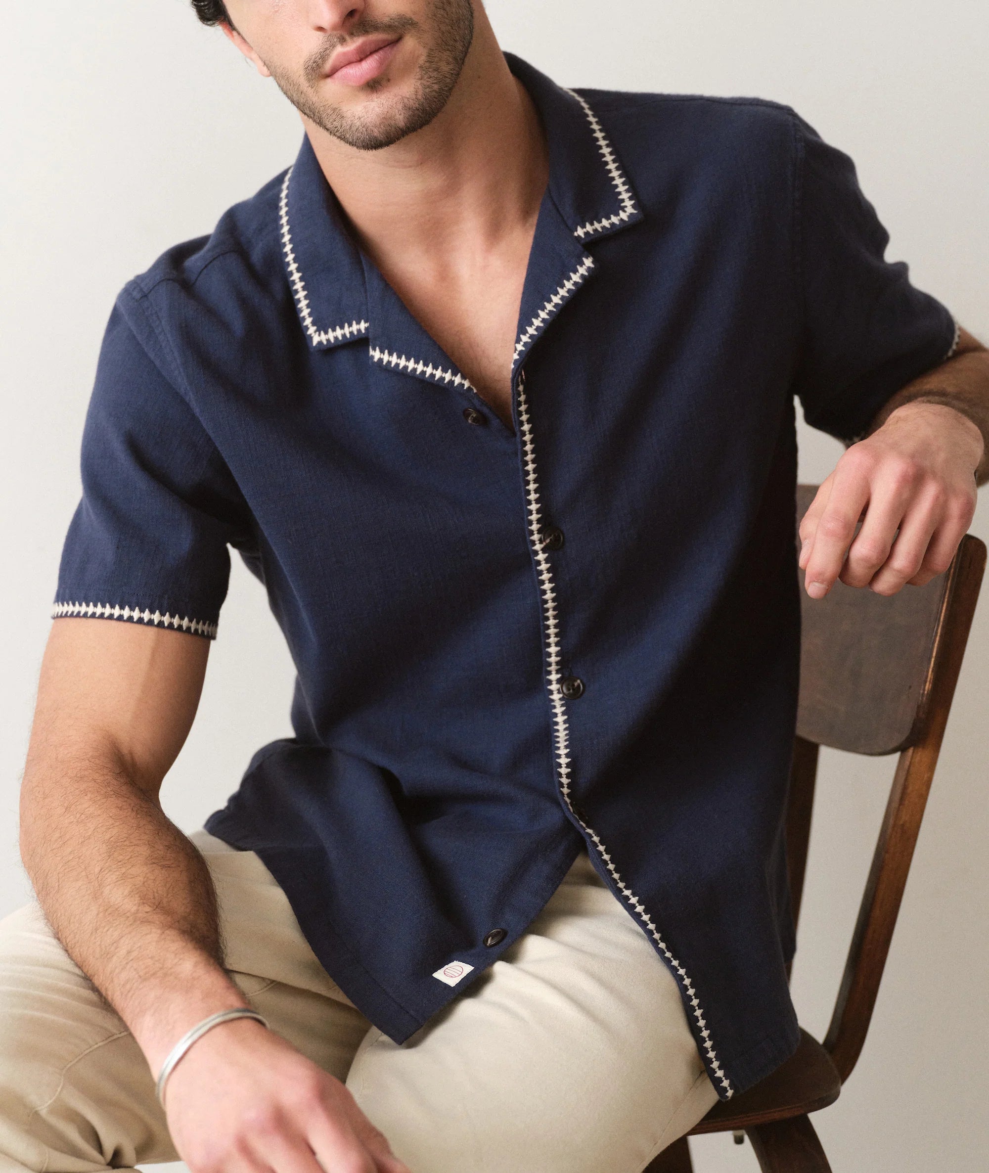 Embroidered Resort Shirt - India Ink