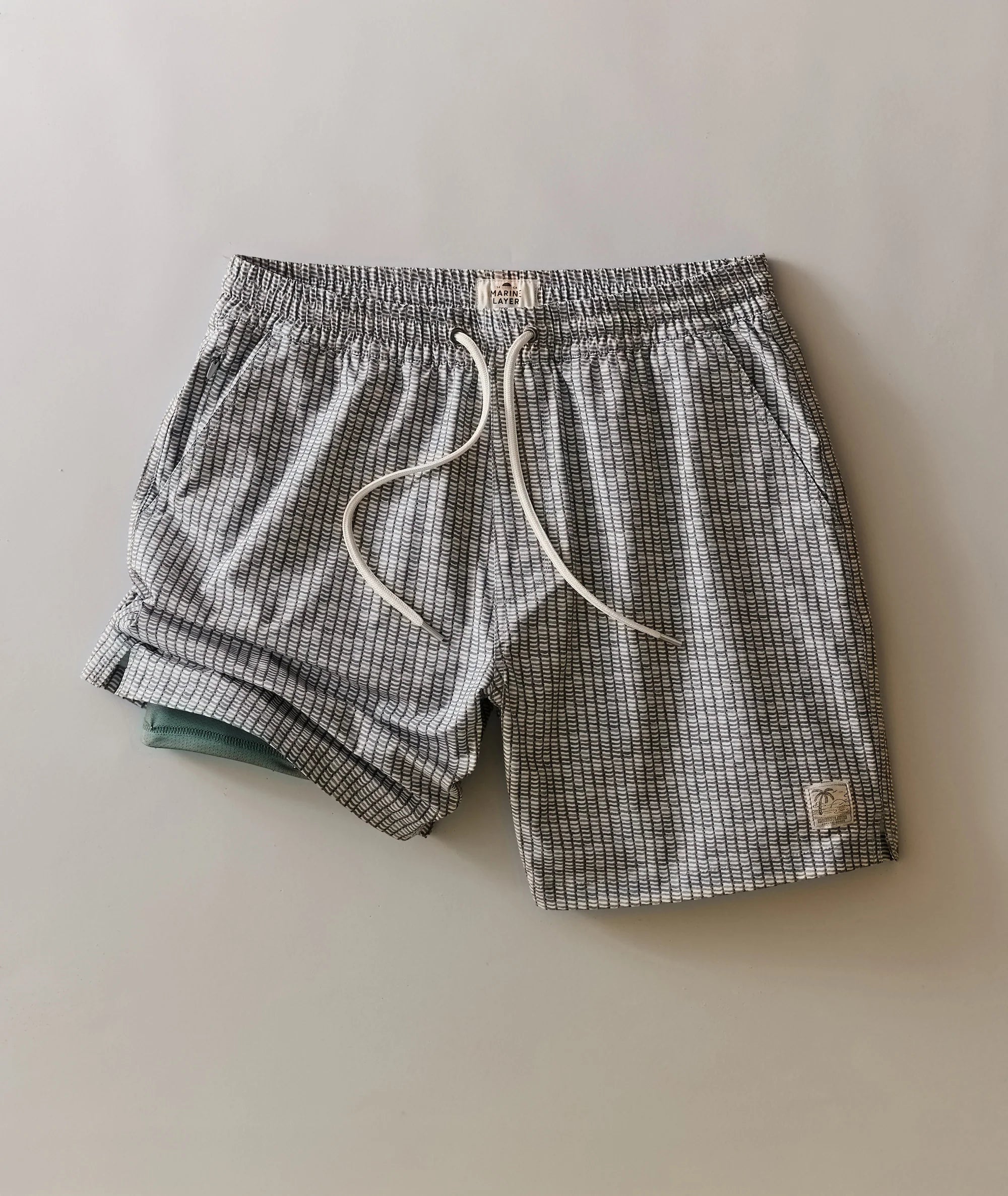 Lined Sport & Swim Short 6" - Green Matchstick Print