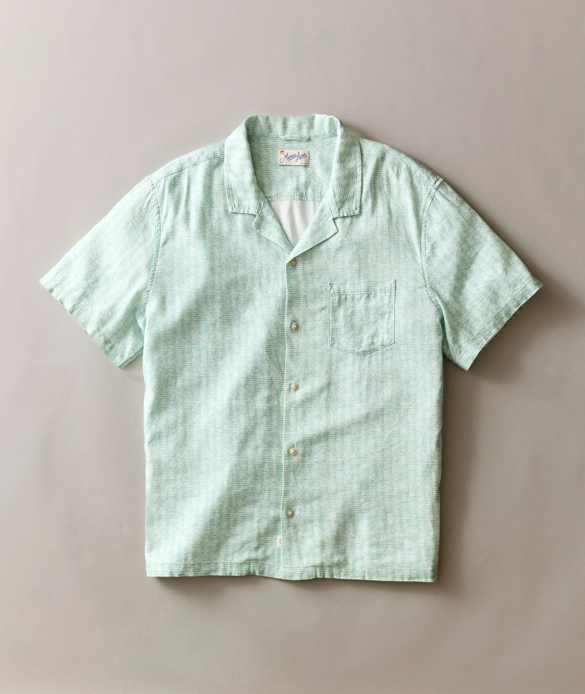 Pablo Tencel Linen Resort Shirt - Aqua Sardine Print