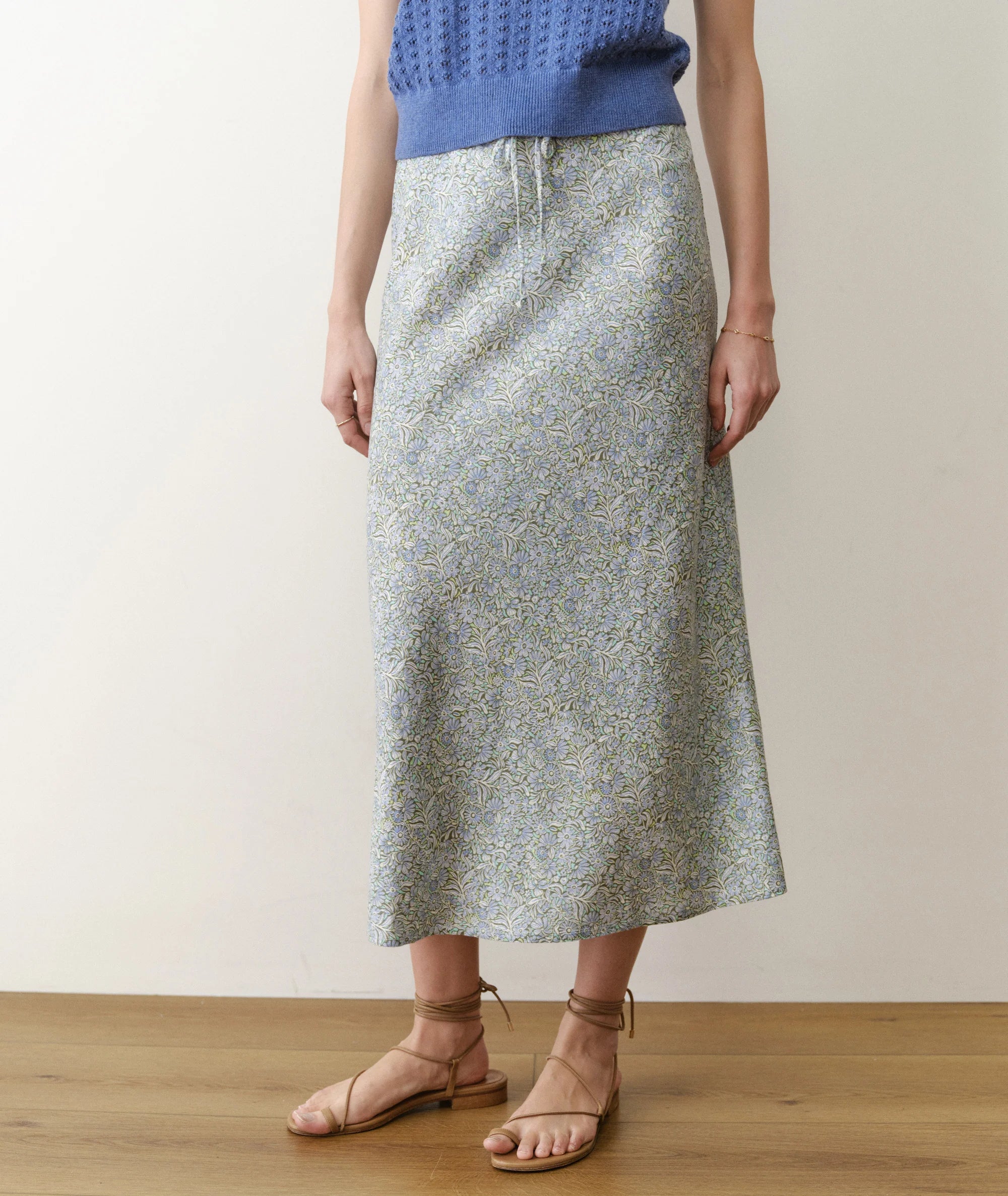 Avery Hemp Midi Skirt - Sea Floral