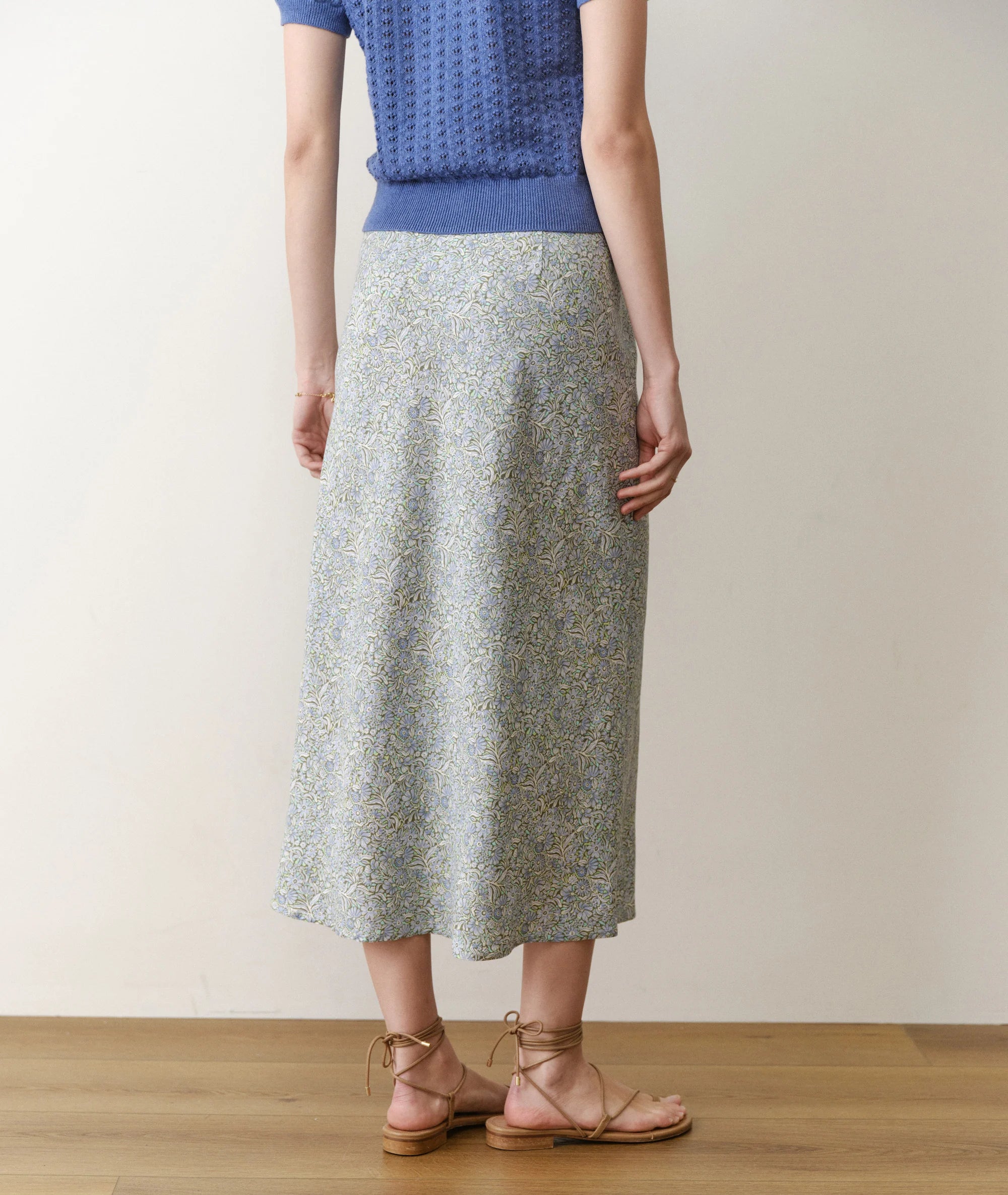 Avery Hemp Midi Skirt - Sea Floral