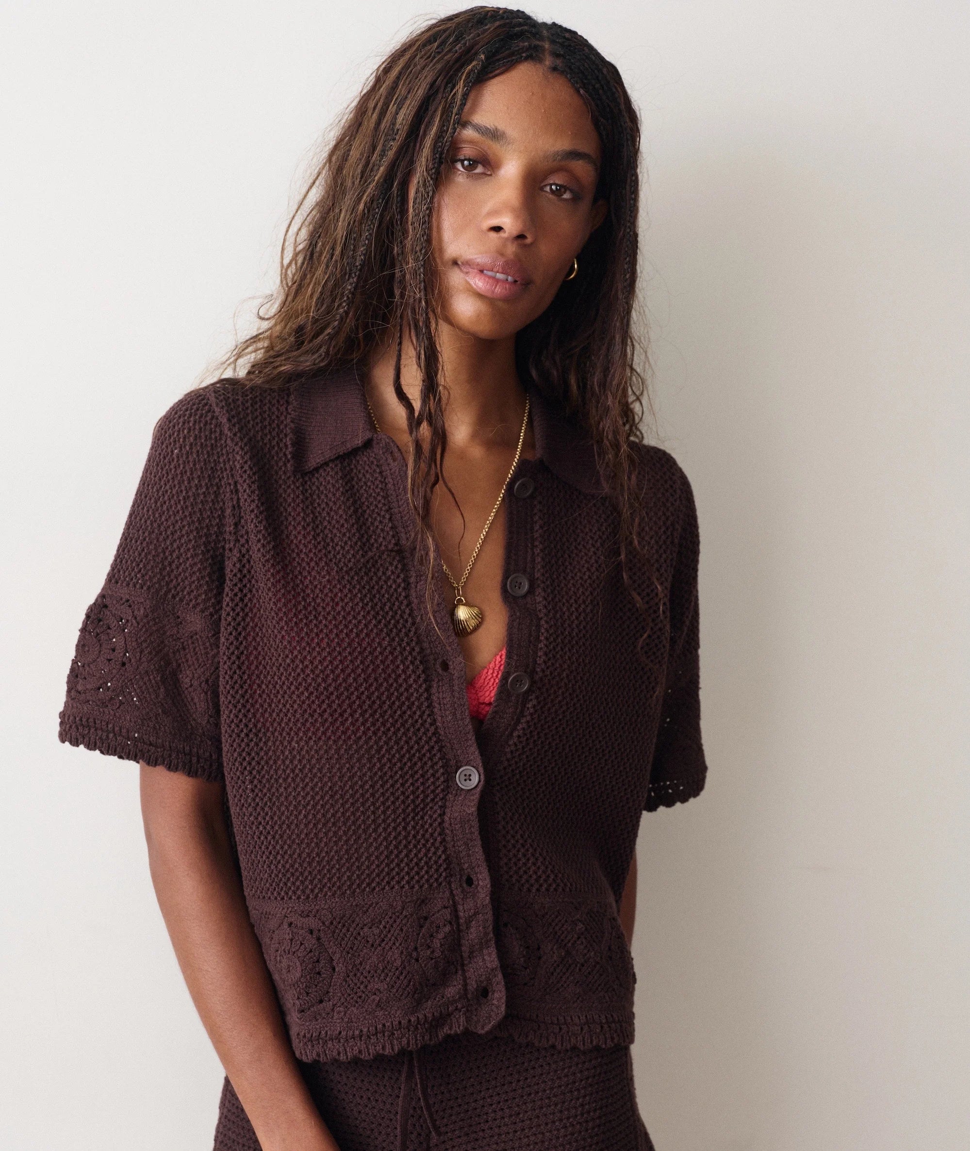 Celita Crochet Top - Chocolate