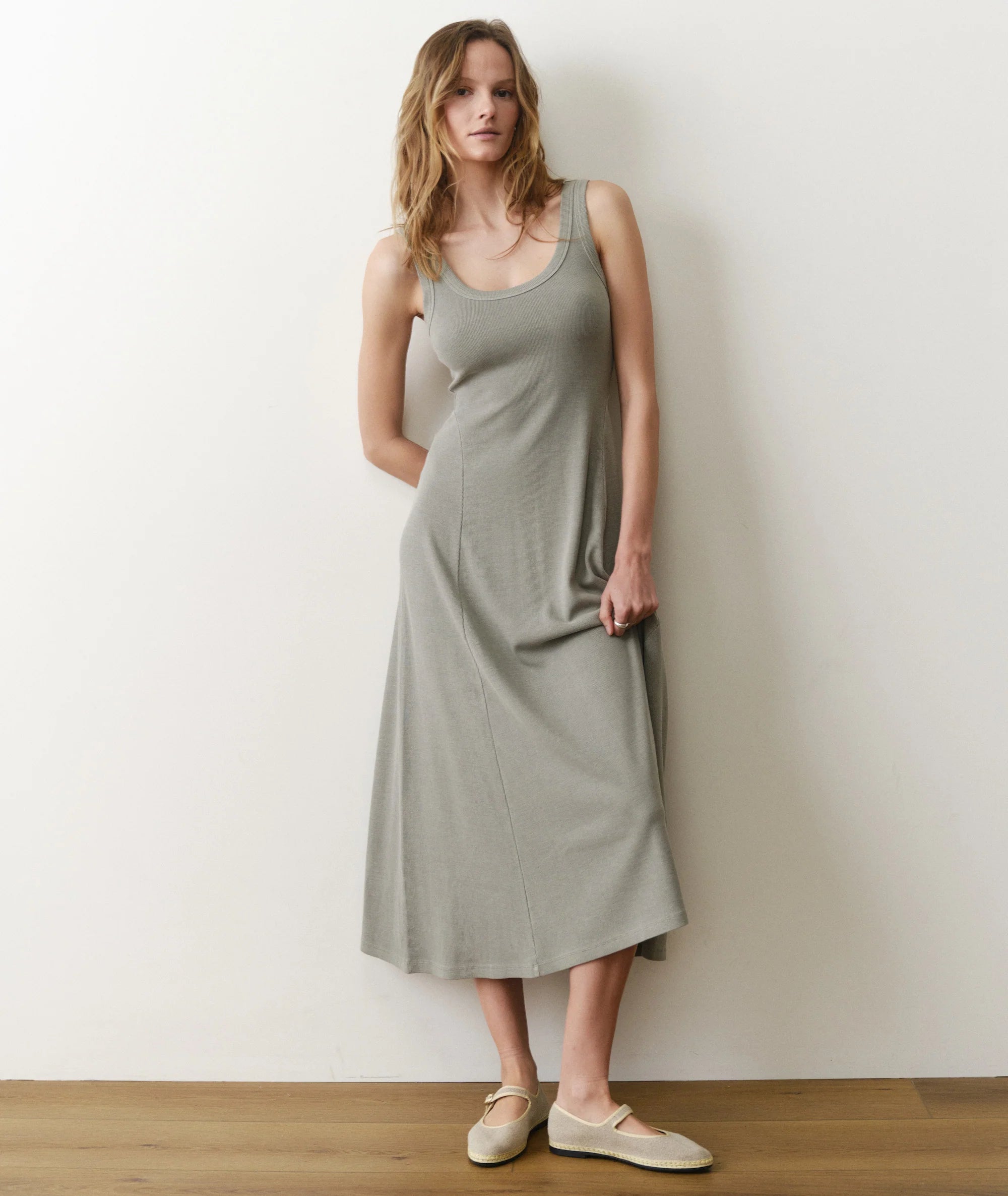 Lexi Rib Sun-In Fit & Flare Dress - Forest