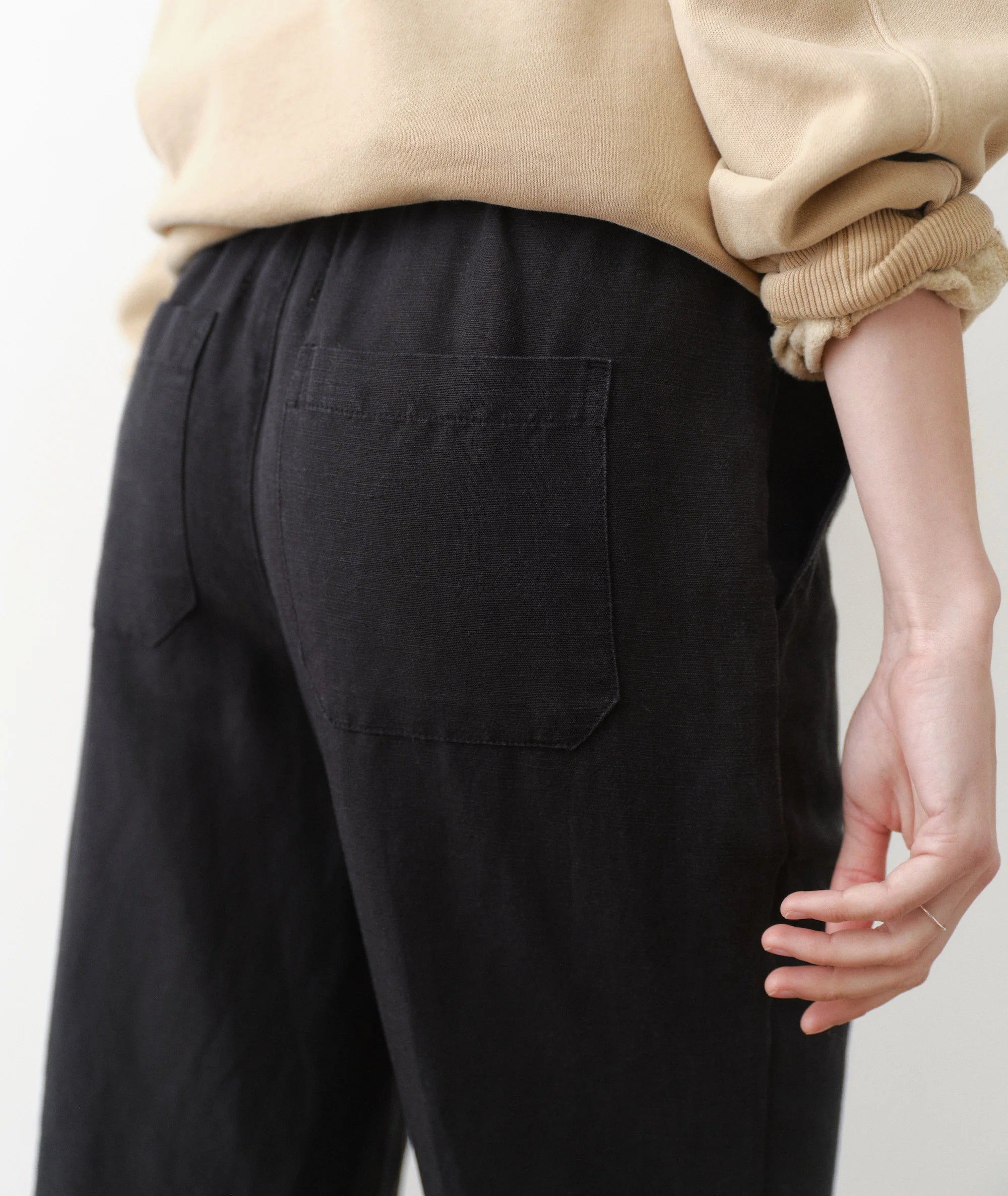 Linen Drawstring Pant - Black