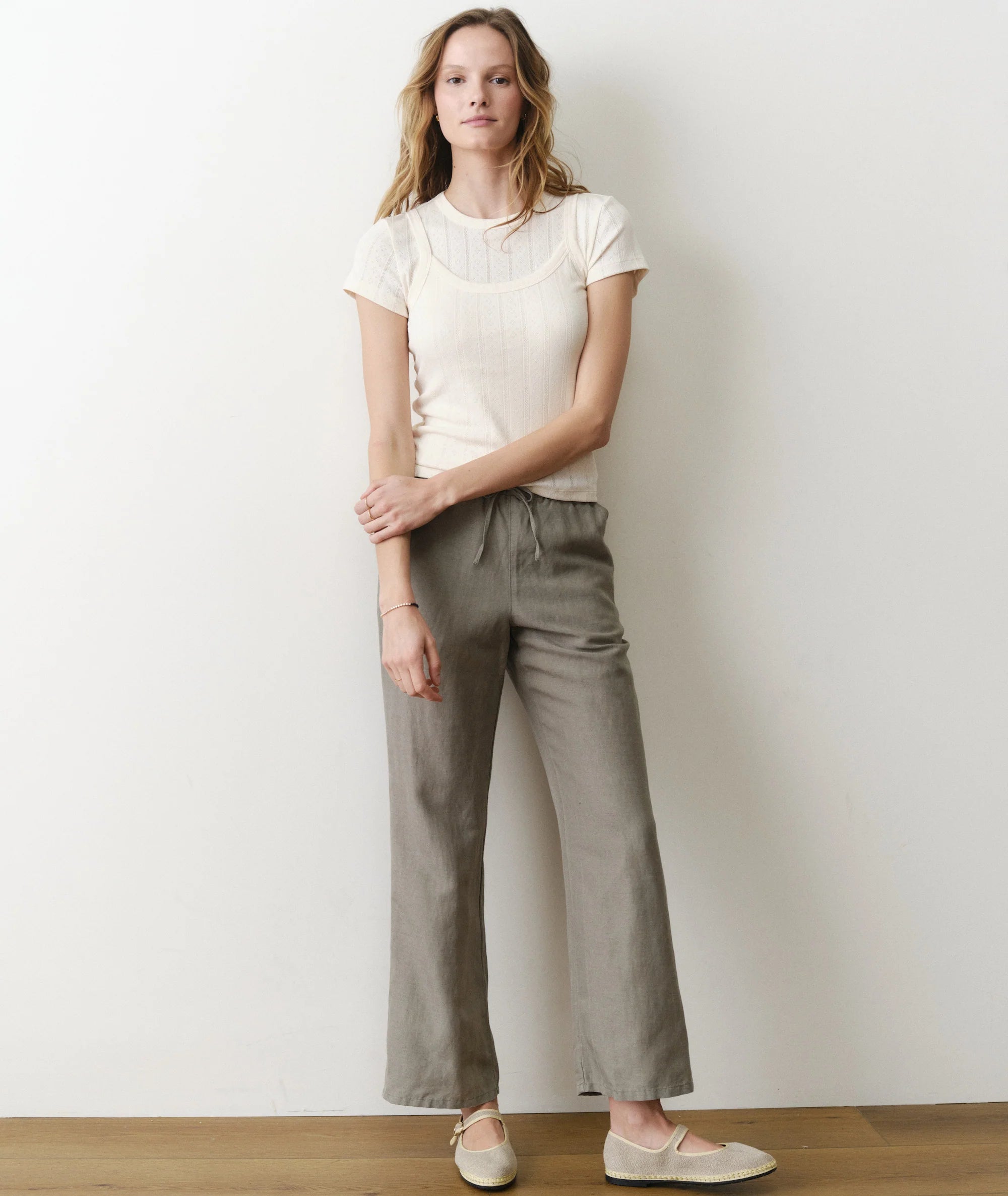 Linen Drawstring Pant - Sea Spray