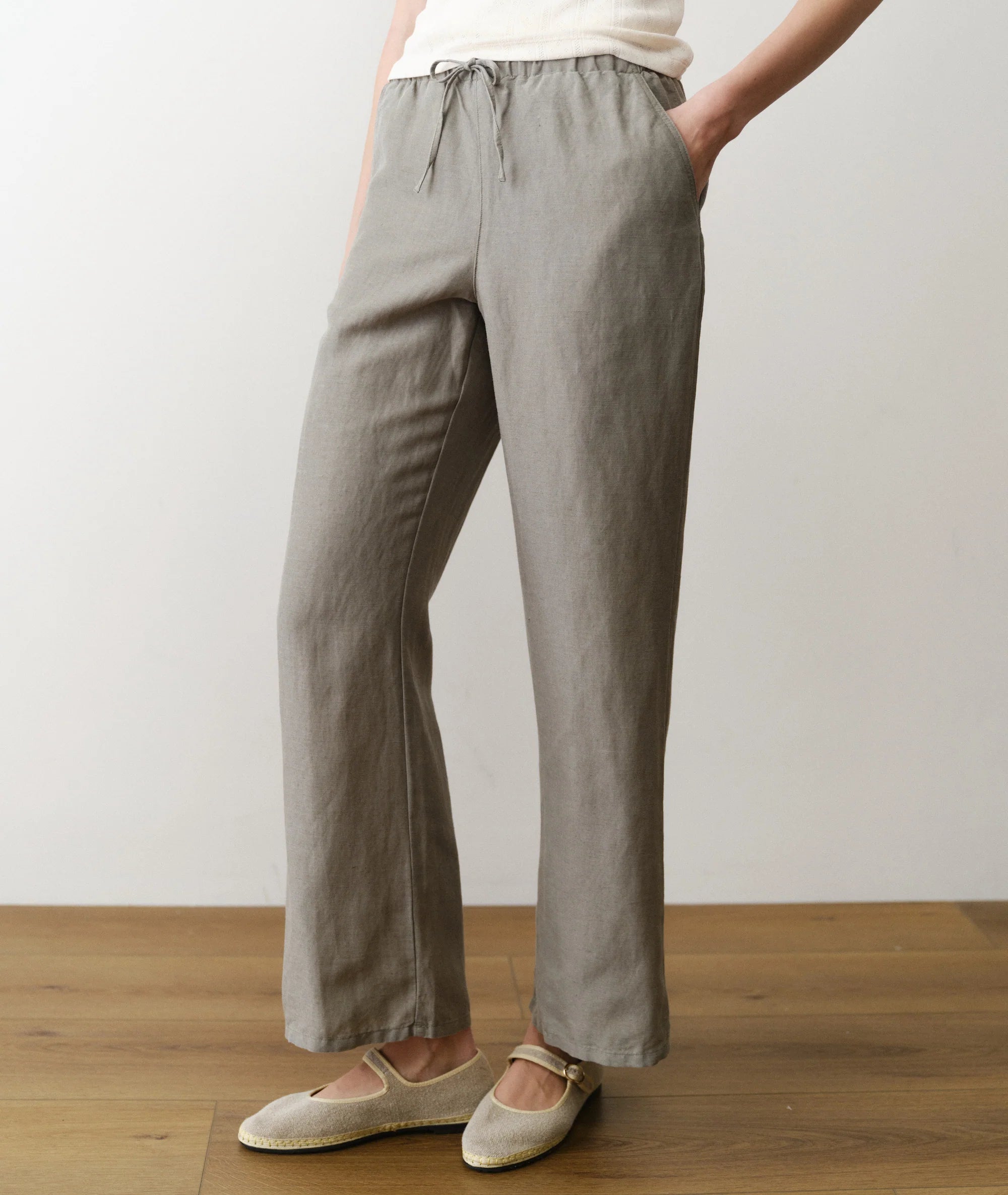 Linen Drawstring Pant - Sea Spray