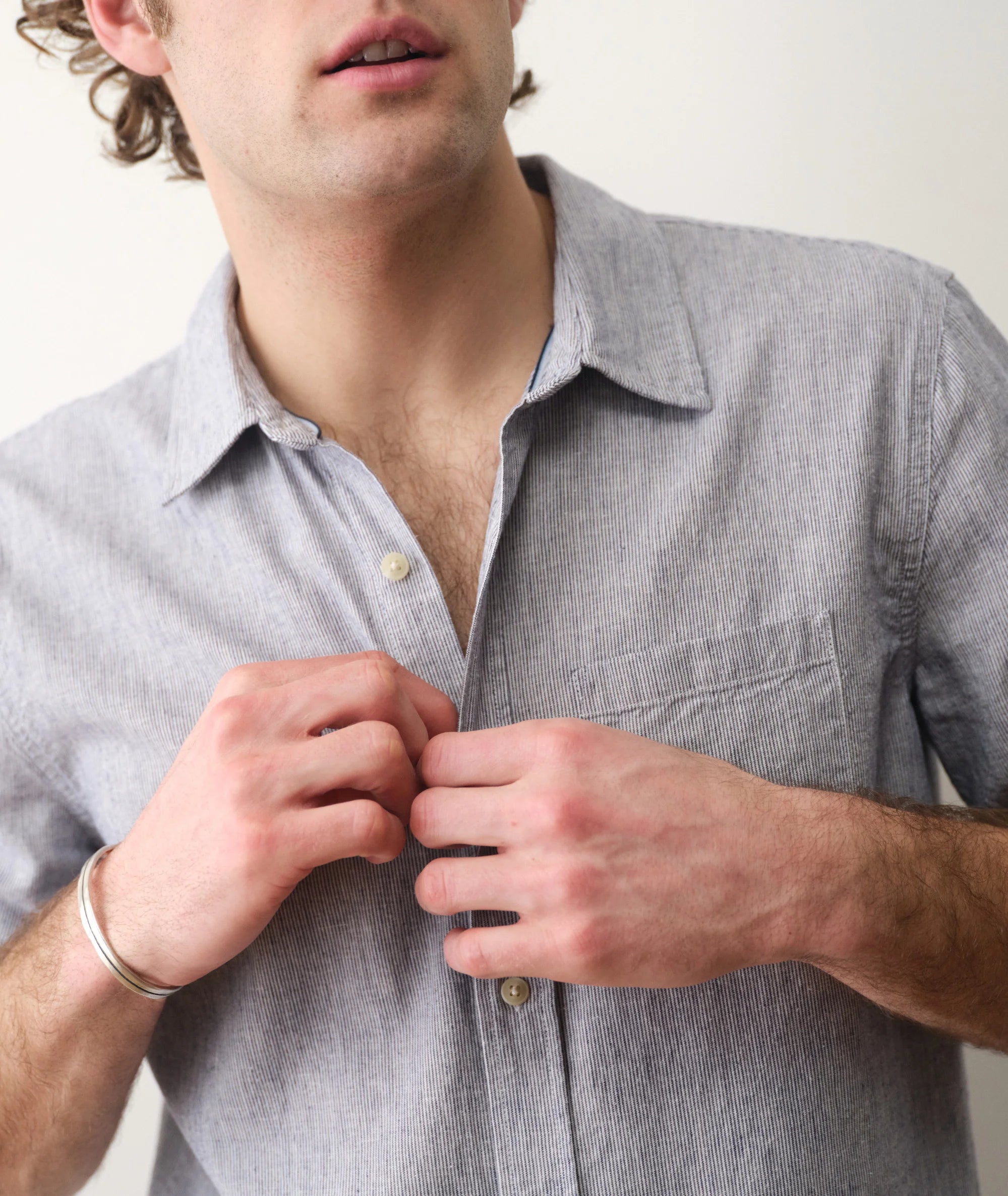 Better-Than-Linen Shirt - Natural/Navy Stripe