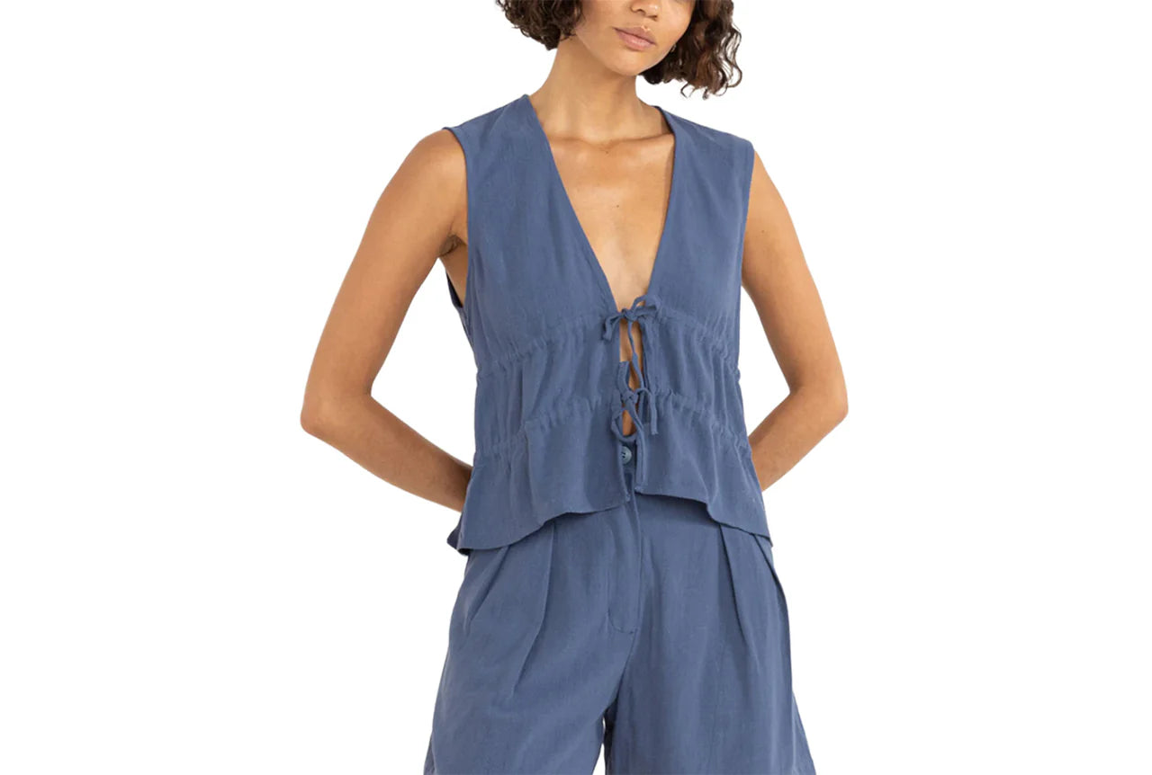 Skyla Tie Front Top - Ink