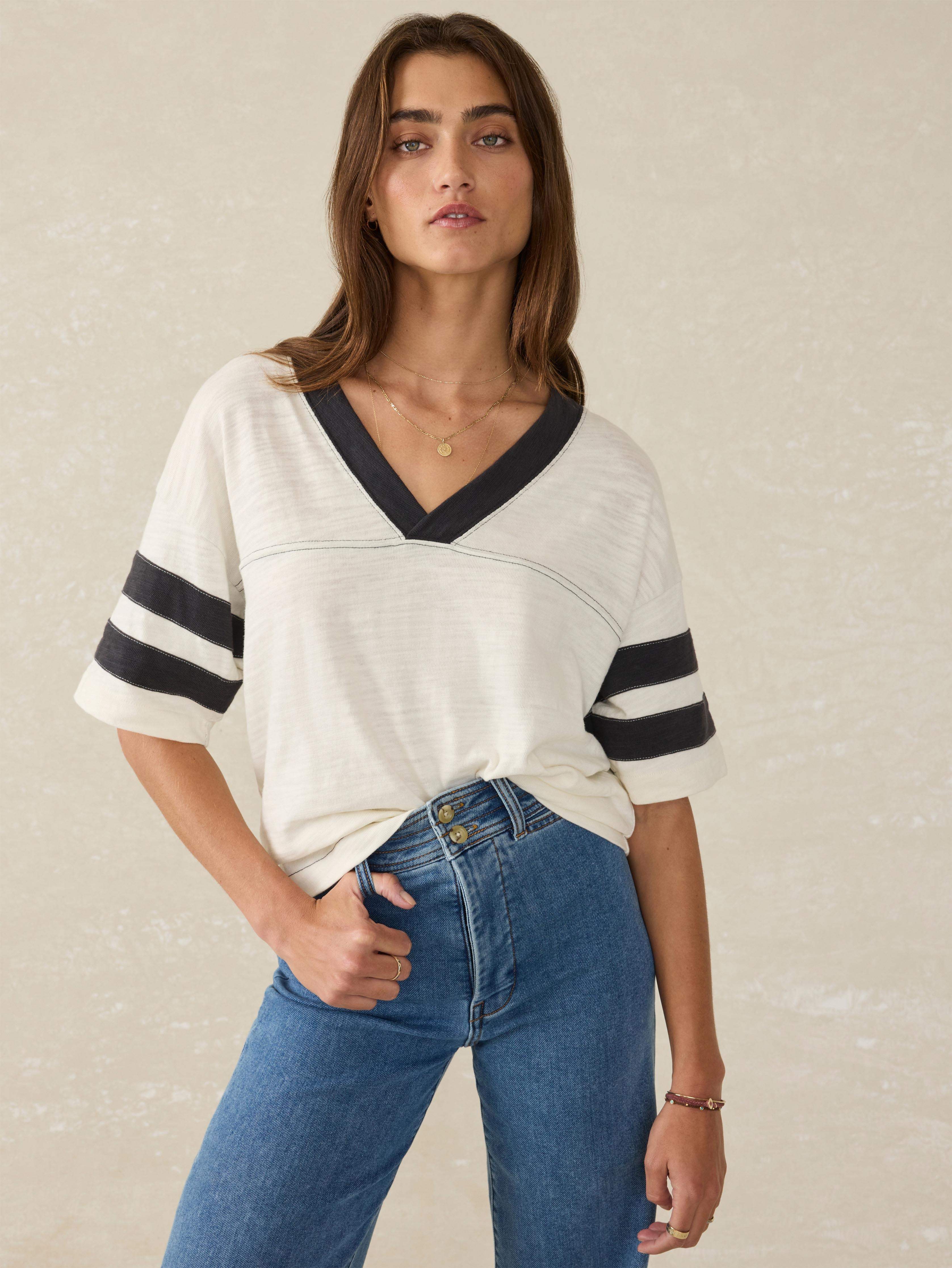 Sunwashed Slub Varsity Tee