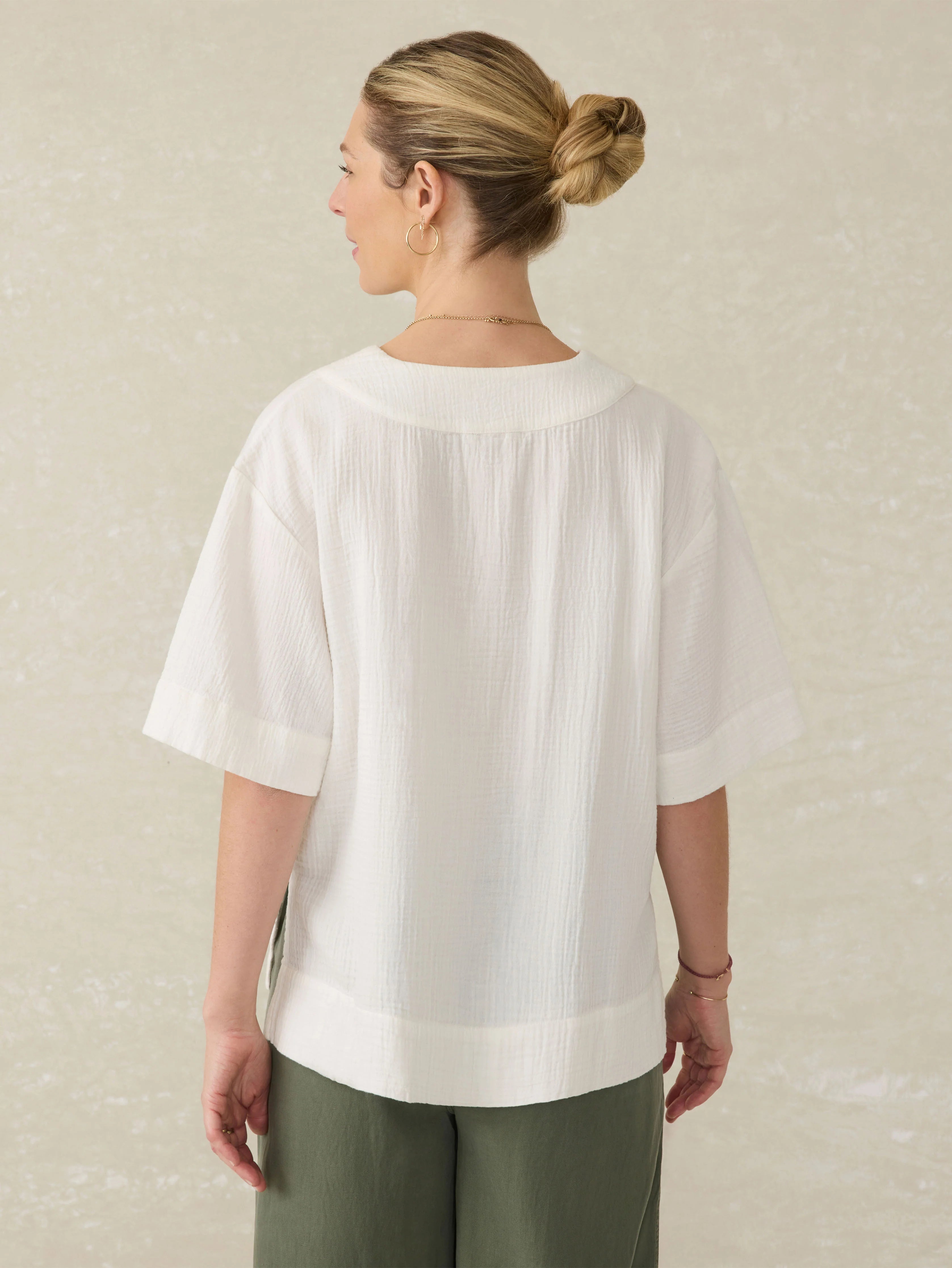 Dune Cotton Gauze Short Sleeve Popover