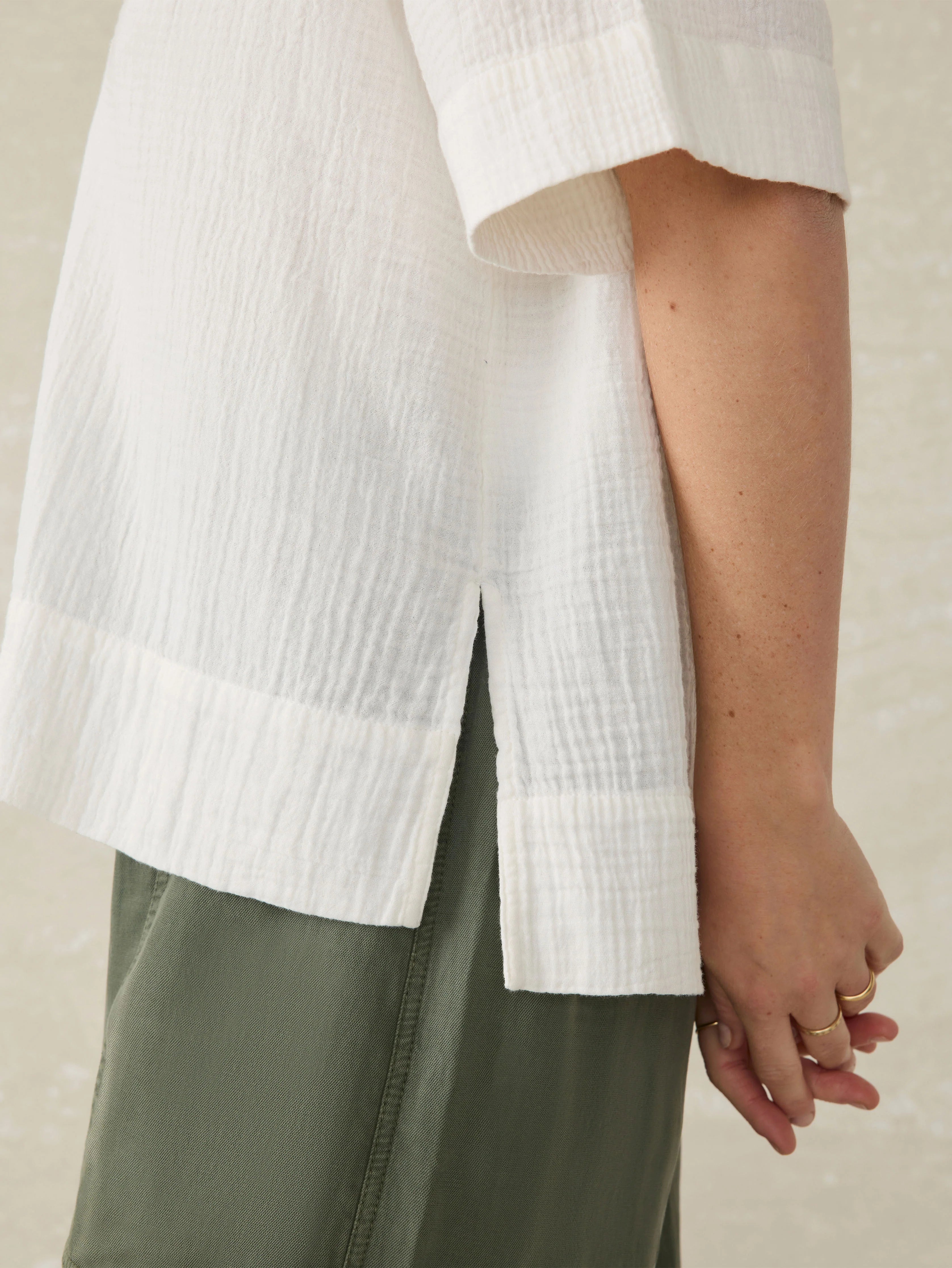 Dune Cotton Gauze Short Sleeve Popover