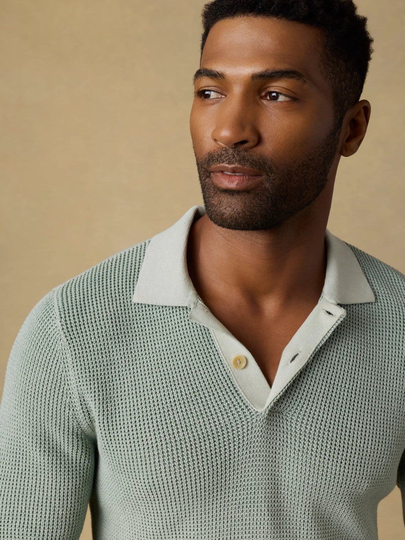 Long-Sleeve Sunwashed Sweater Polo - Sea Break
