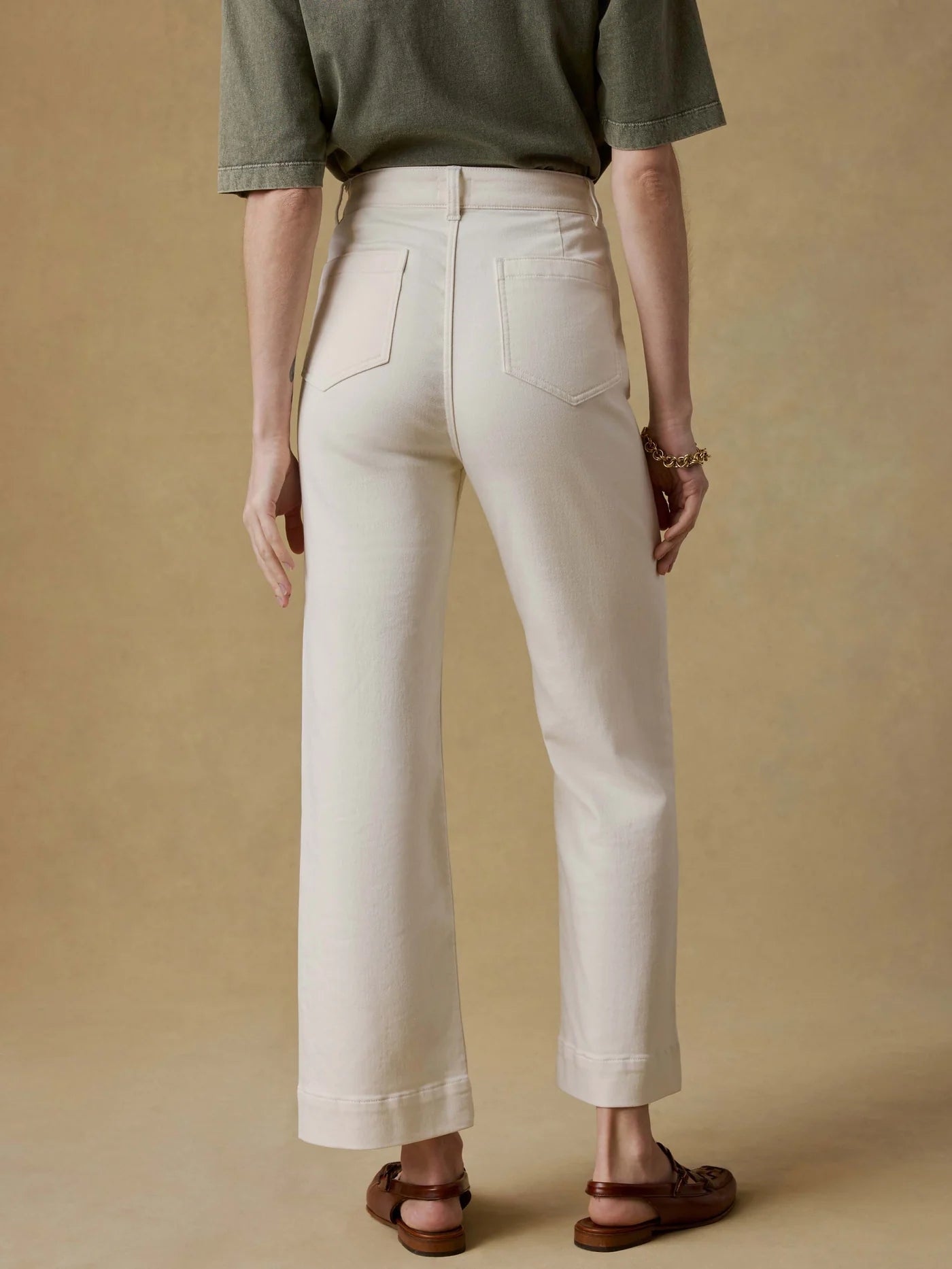 Stretch Terry Patch Pocket Ankle Pant - Egret